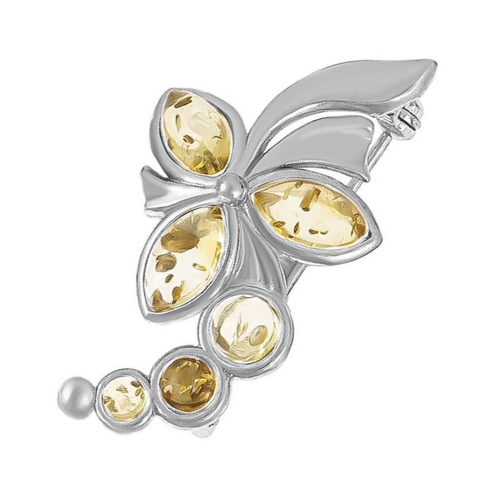 Брошь из серебра с янтарем