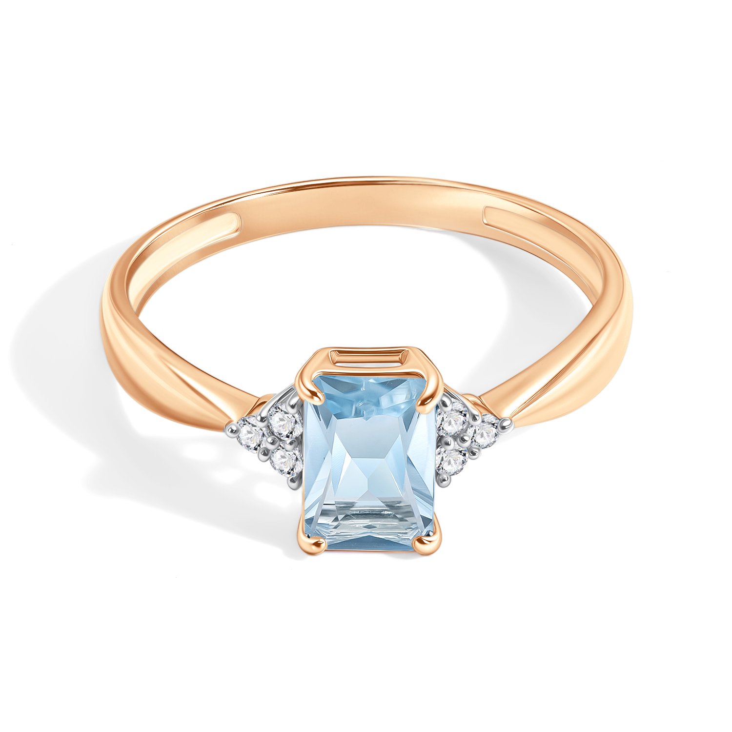 Золотое кольцо с топазом Sky и бриллиантами