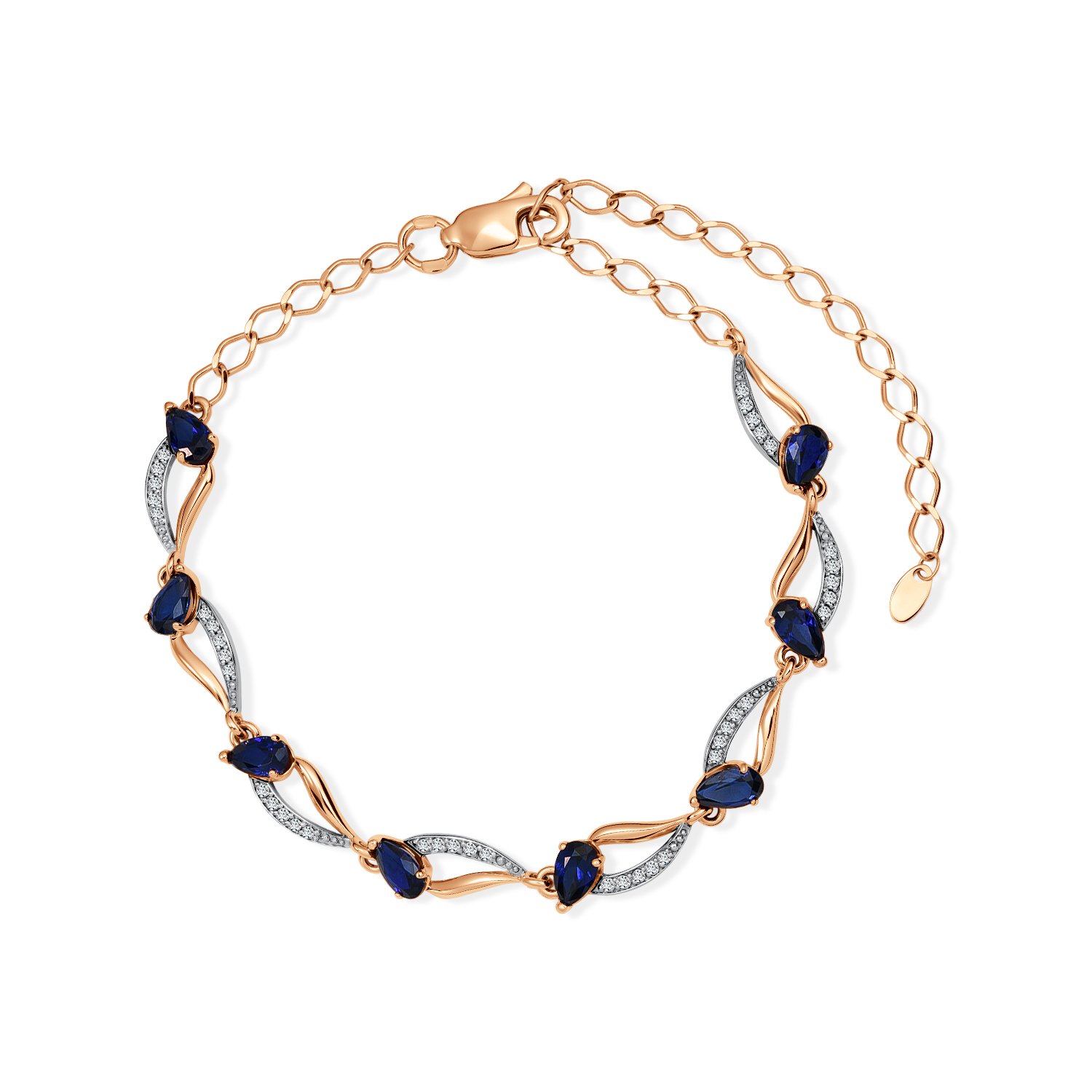 Фото «Золотой браслет с сапфирами выращенными и бриллиантами»