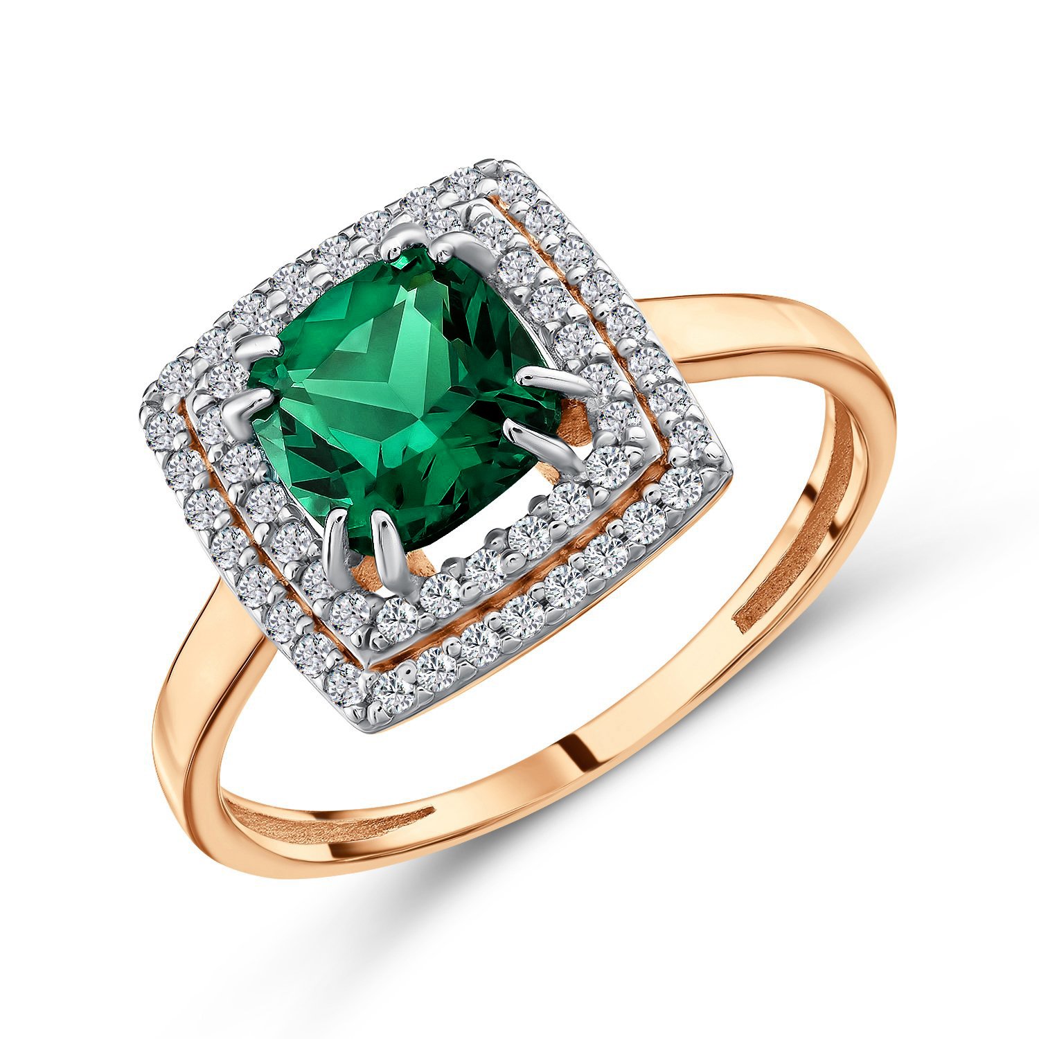 Фото «Золотое кольцо с ситаллом и фианитами»