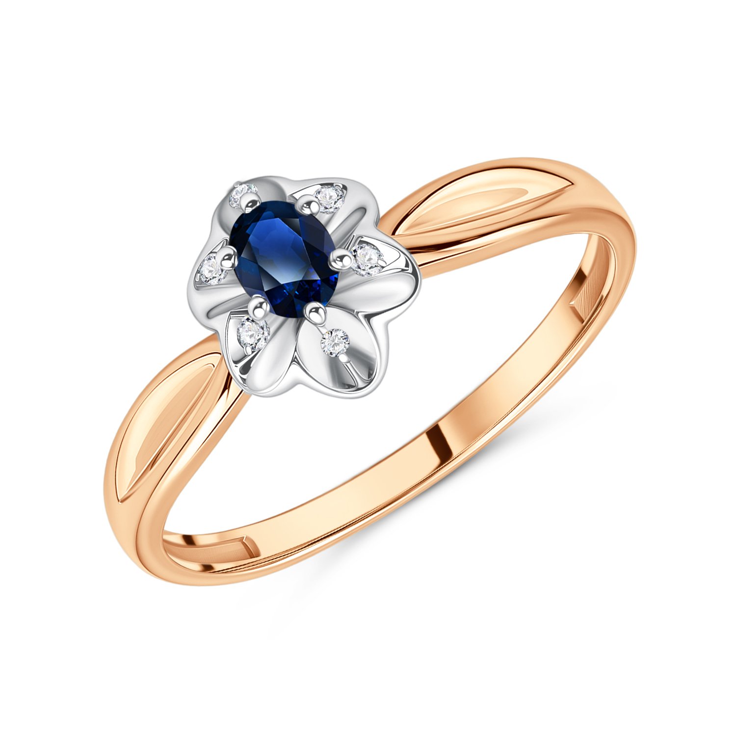 Фото «Золотое кольцо с сапфиром и бриллиантами»