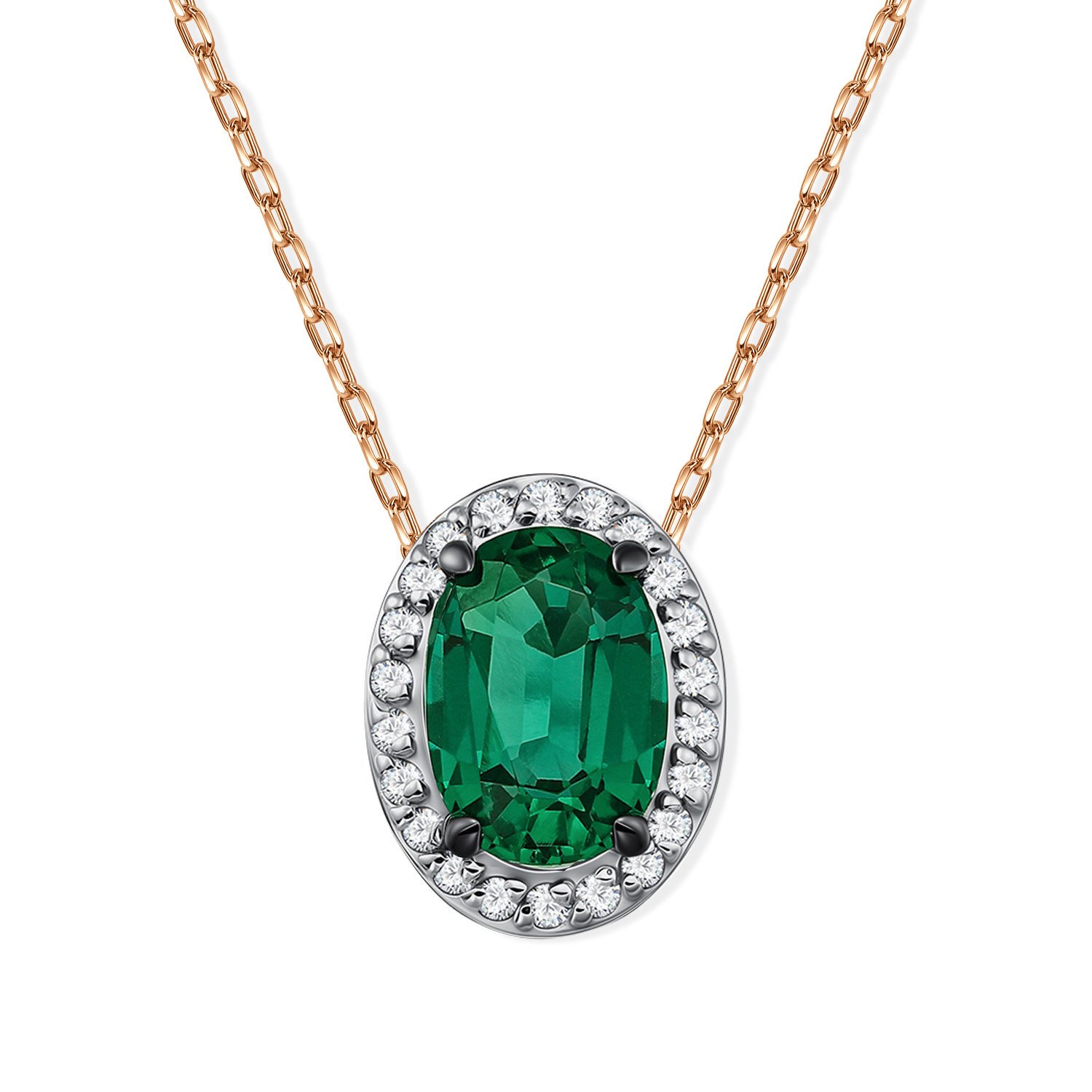 Фото «Золотая подвеска с изумрудом выращенным и бриллиантами»