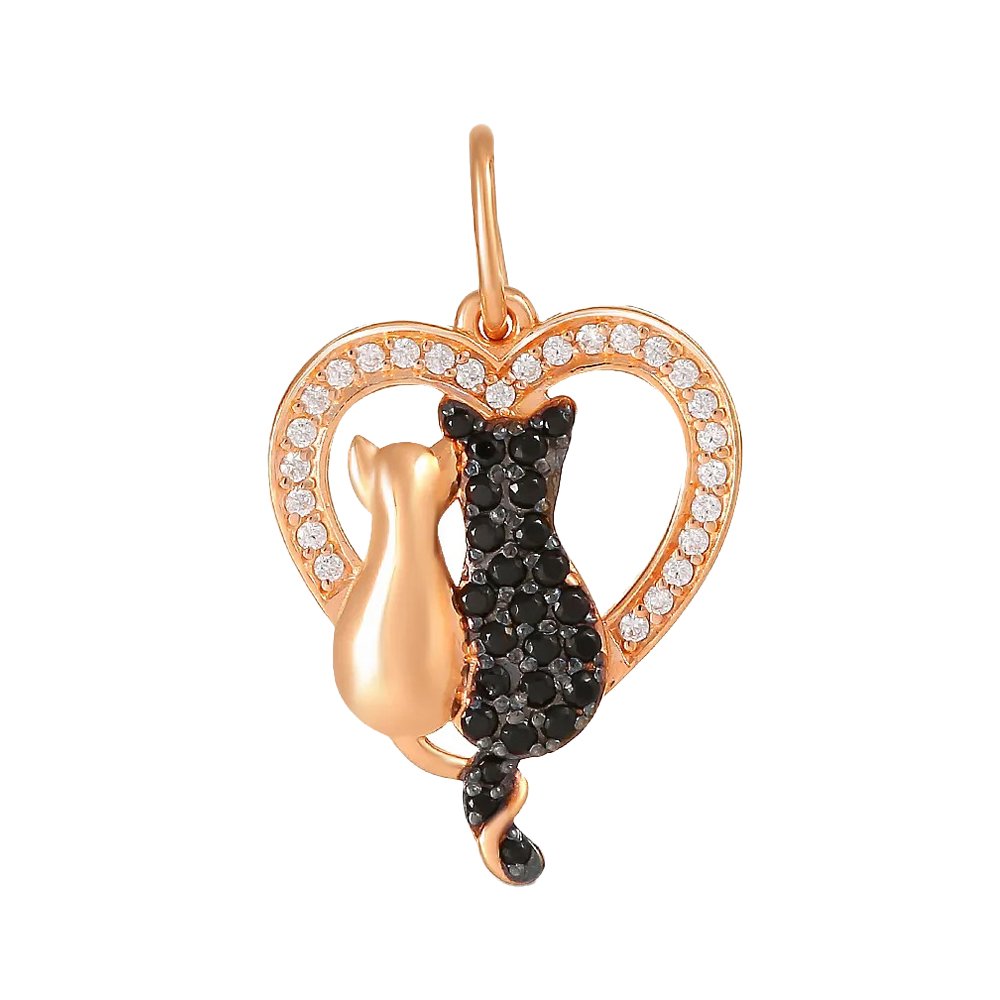 Подвеска Кошка из серебра с фианитами