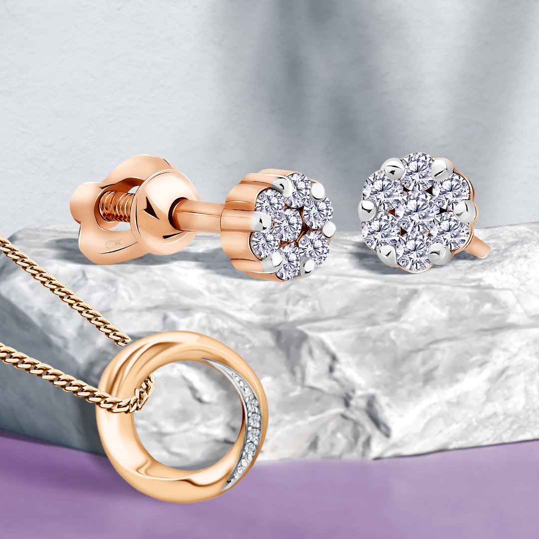 Золотые серьги с бриллиантами