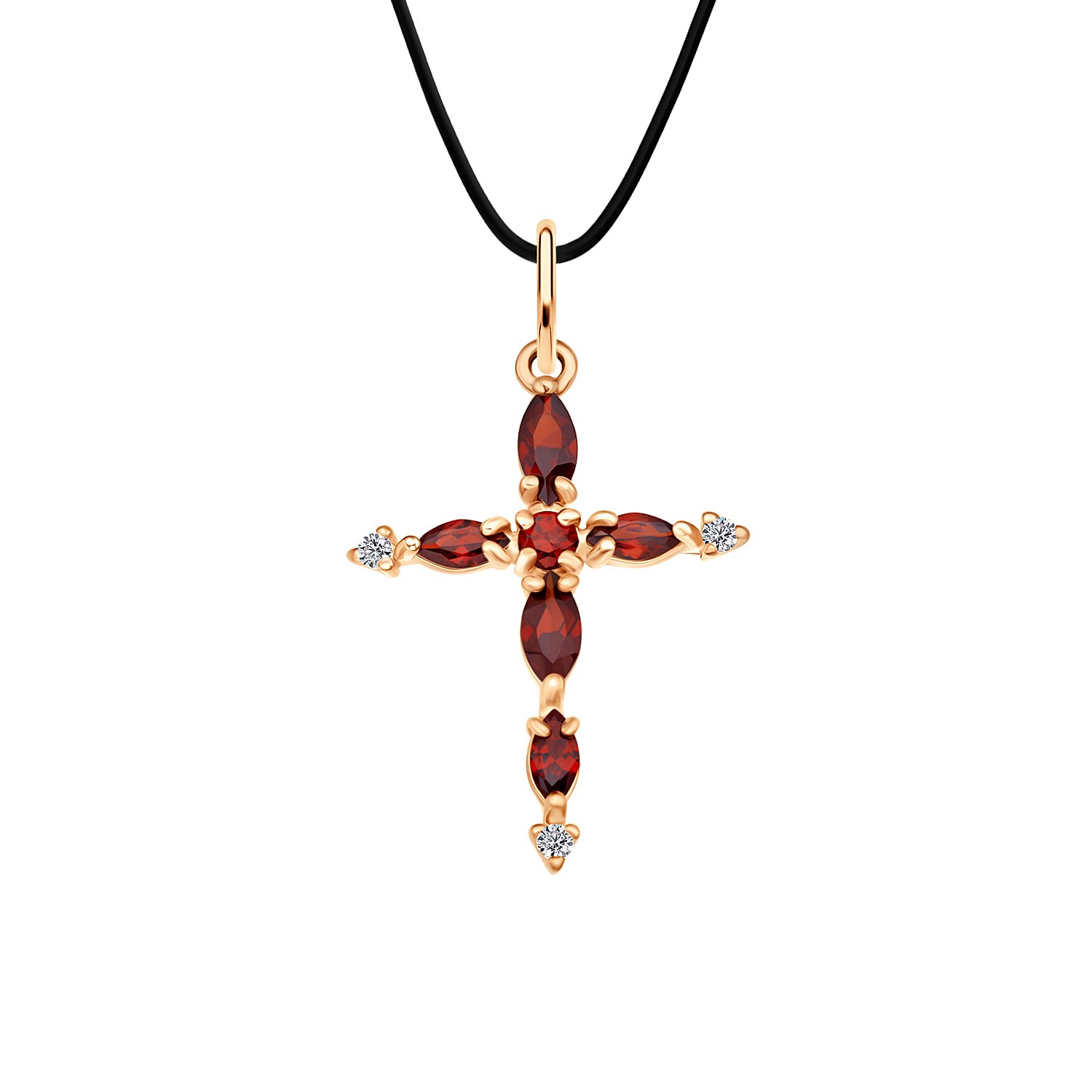 Серебряная подвеска с гранатом и фианитами