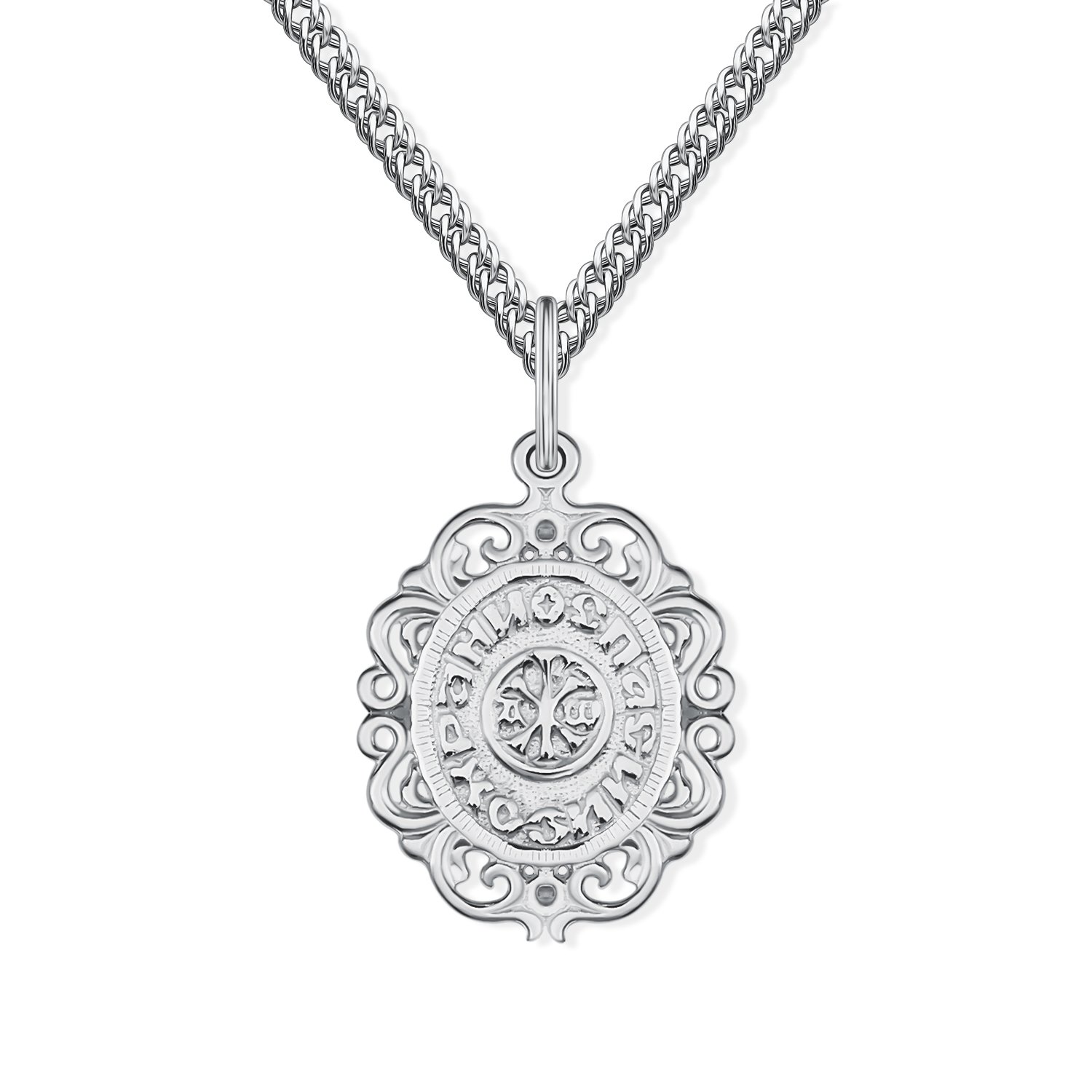 Серебряная подвеска с фианитами «Икона Божией Матери Владимирская»