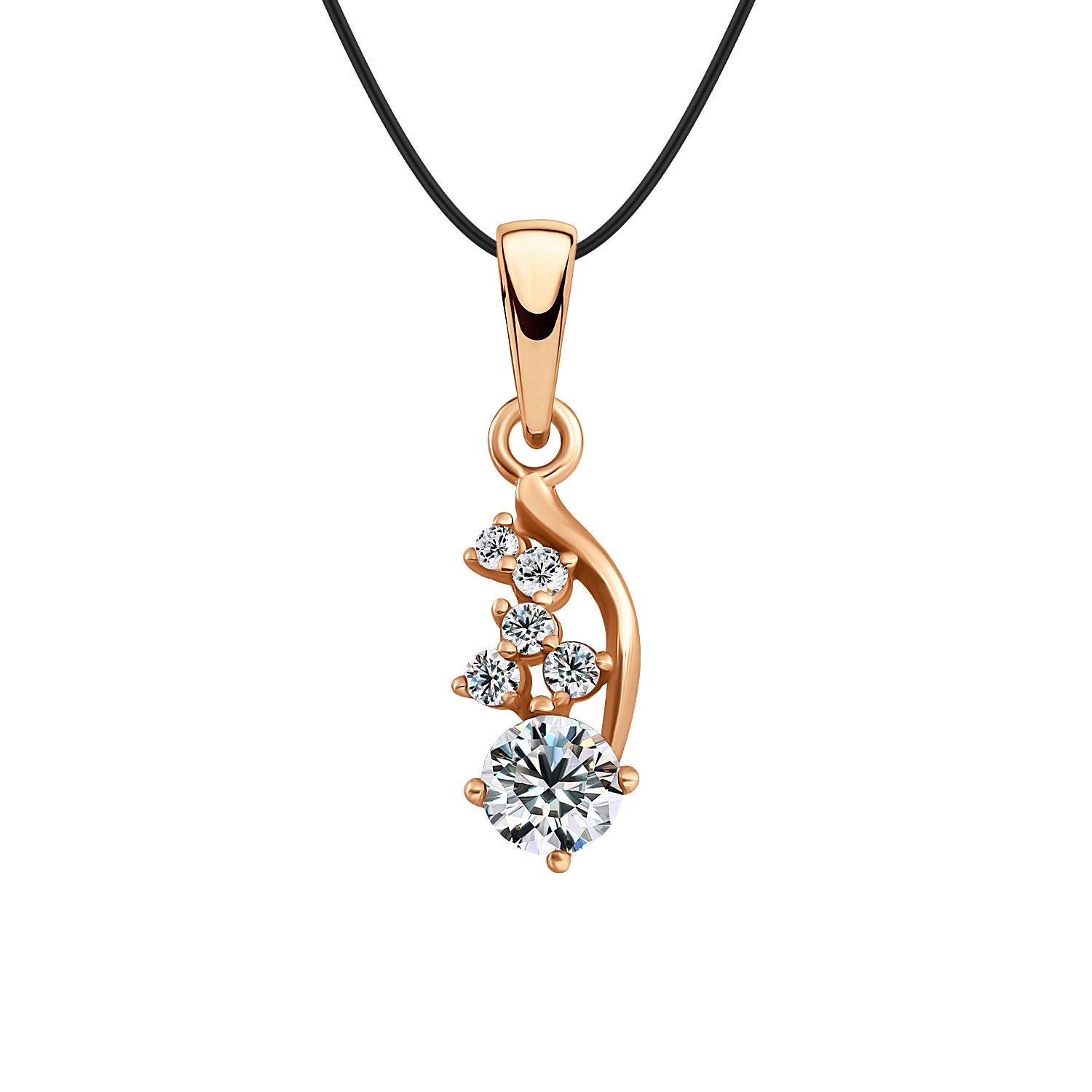 Серебряная подвеска с фианитами и позолотой