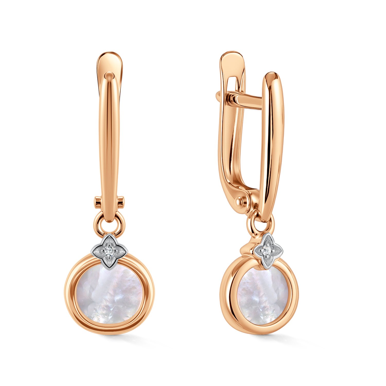 Фото «Золотые серьги с перламутром и бриллиантами»