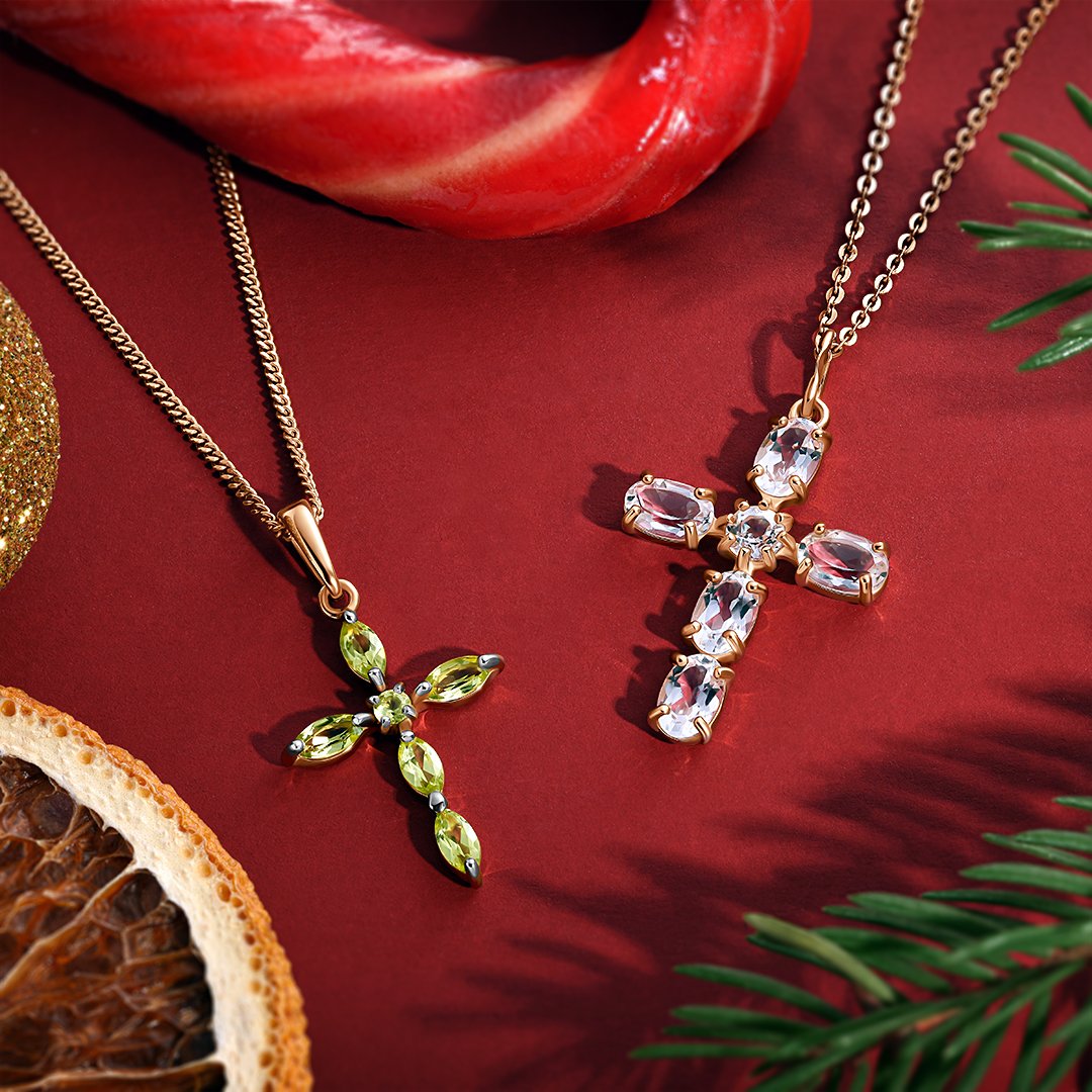 Золотая подвеска с горным хрусталем