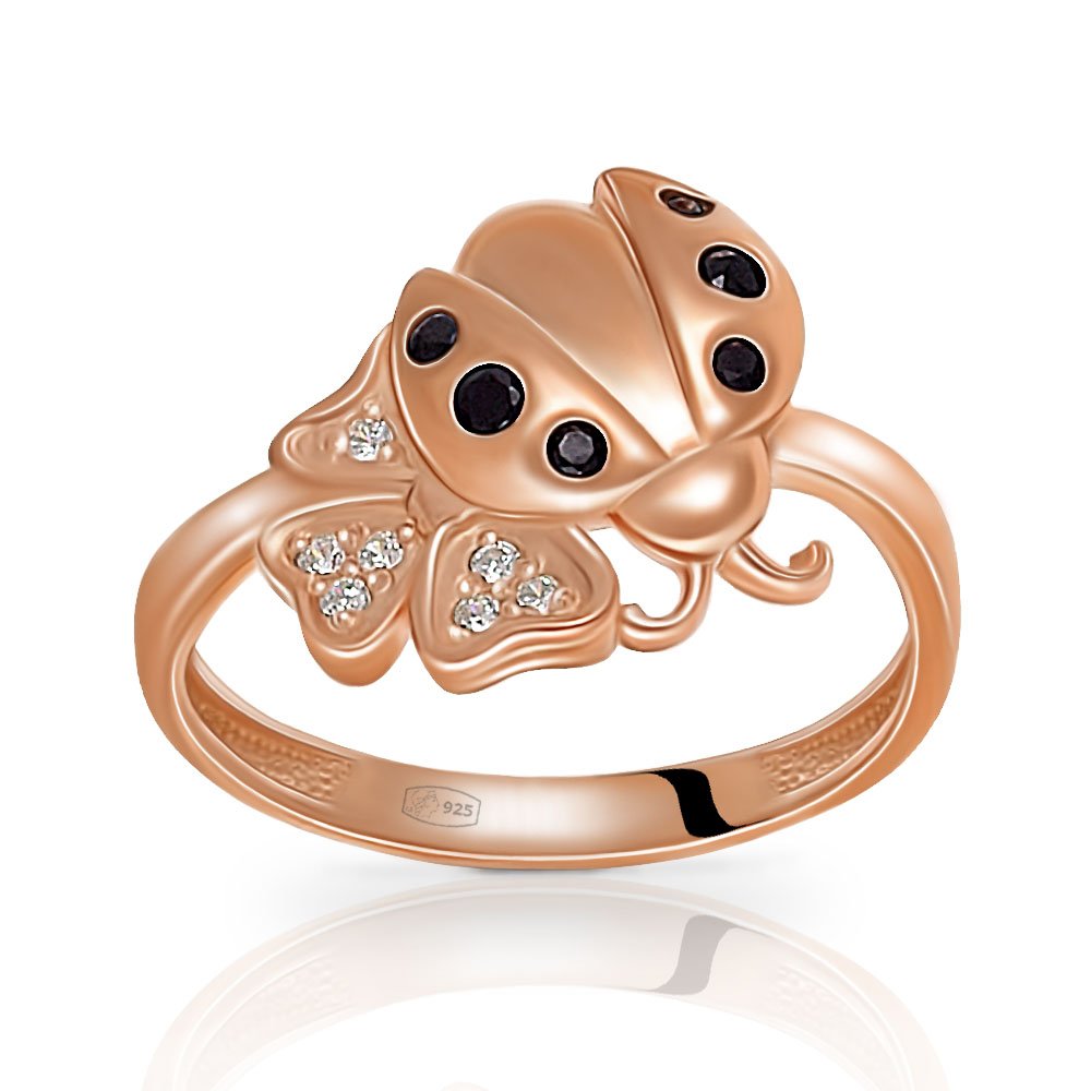 Фото «Кольцо Божья коровка из серебра с фианитами»