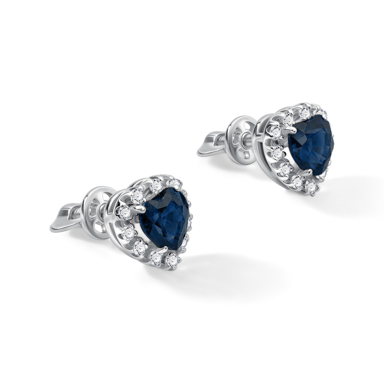 Золотые серьги с сапфирами и бриллиантами