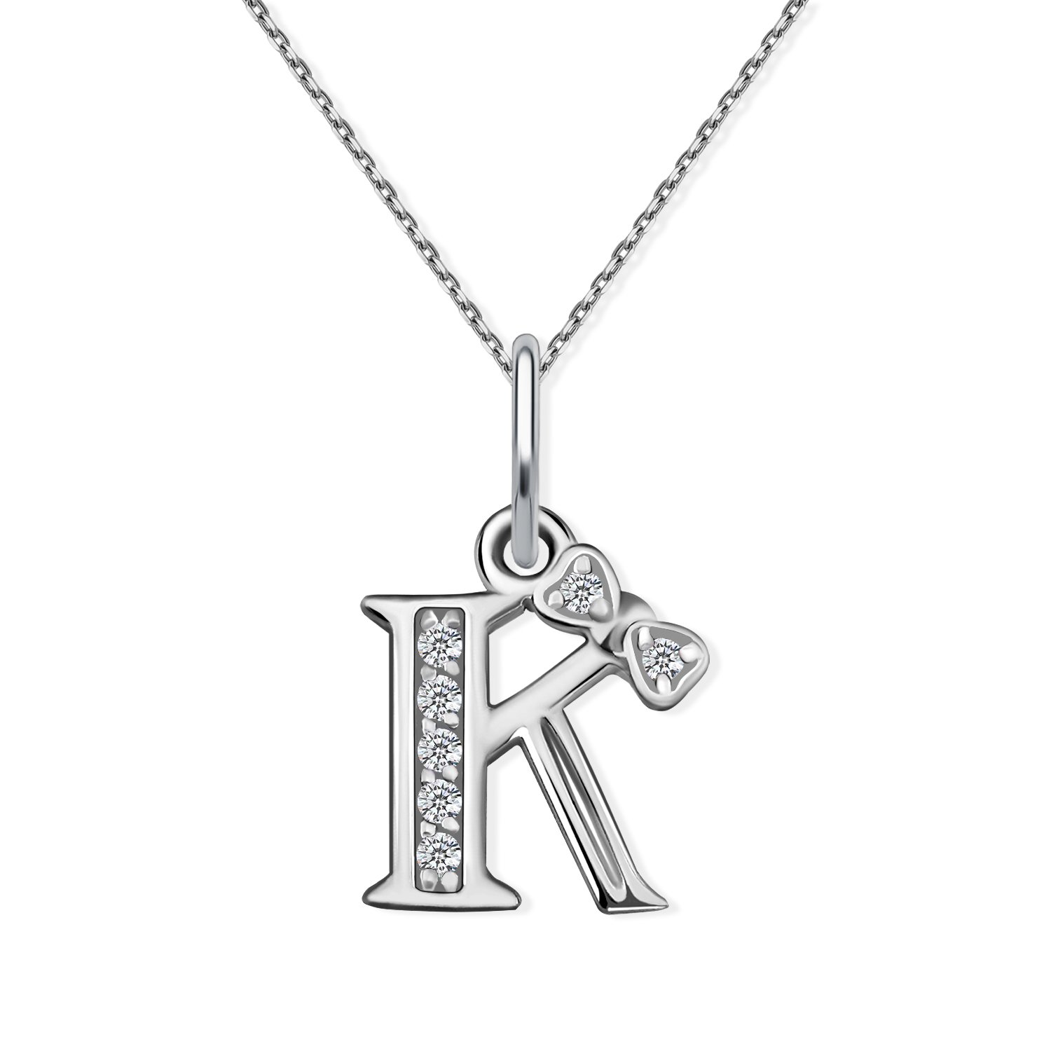 Серебряная подвеска Буква К с фианитами
