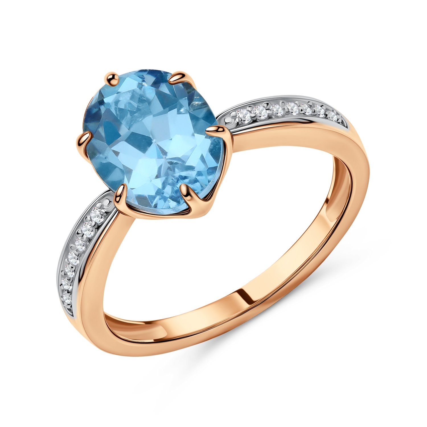 Фото «Золотое кольцо с топазом Swiss и бриллиантами»