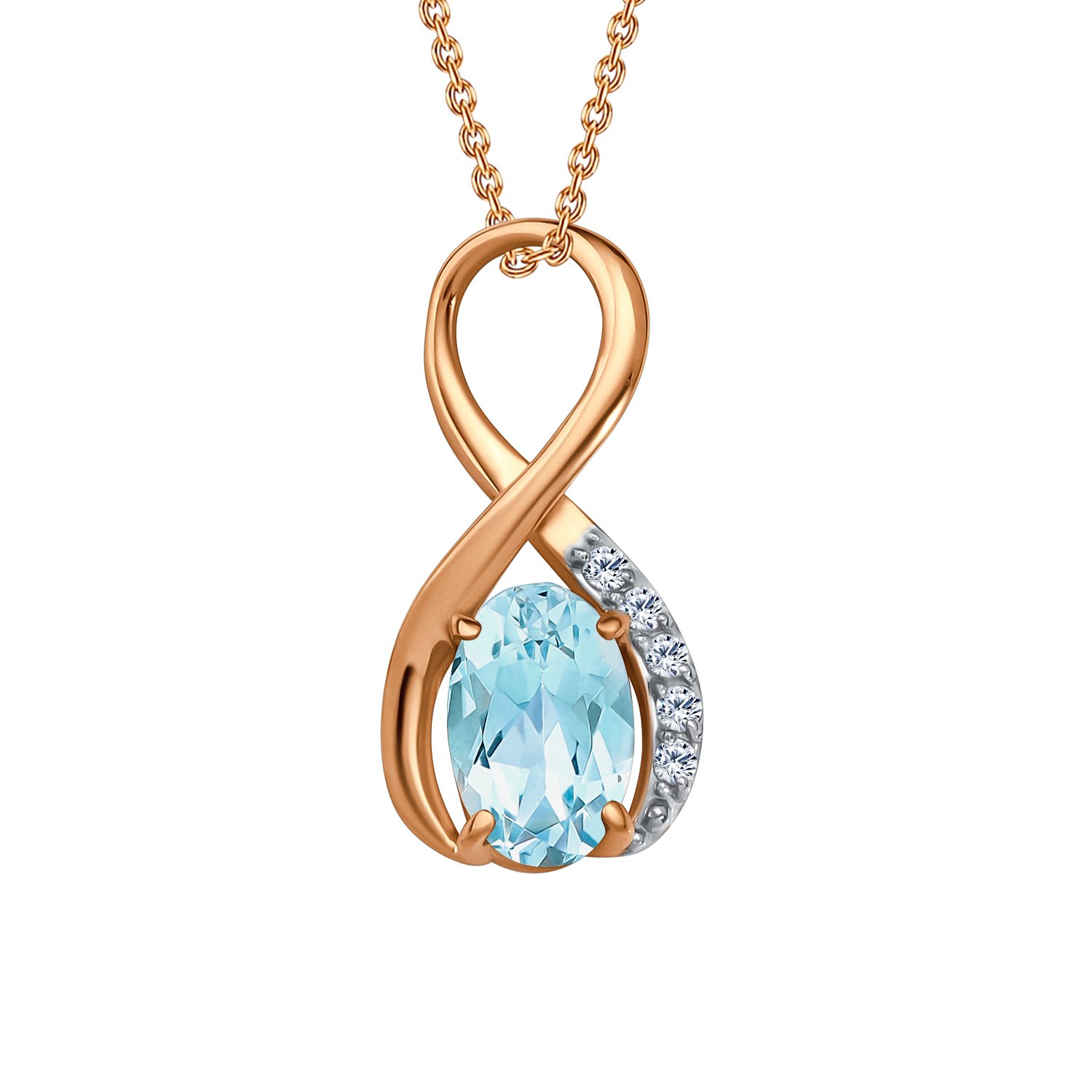 Золотая подвеска с топазом и фианитами