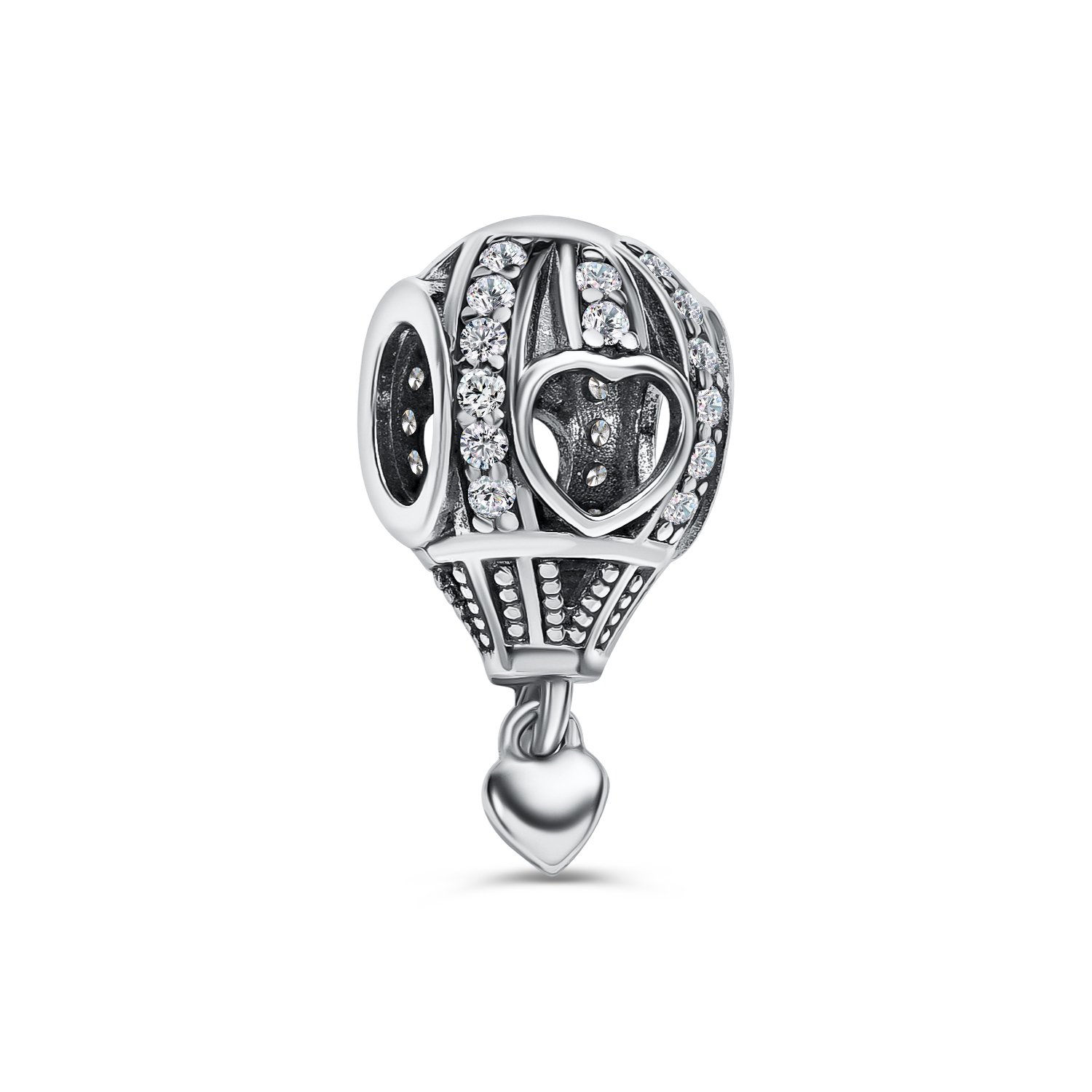 Серебряный шарм с фианитами и чернением