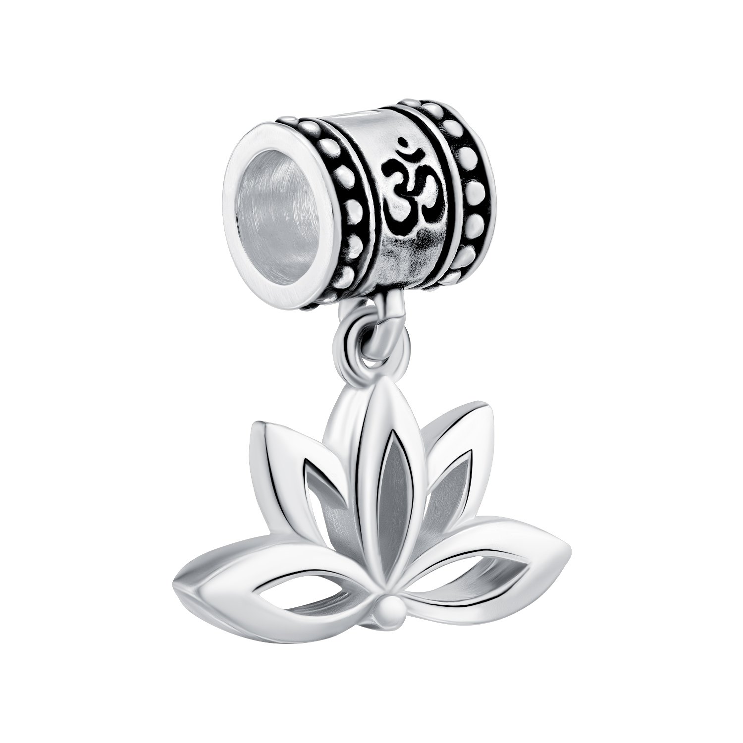 Серебряный шарм Лотос с чернением