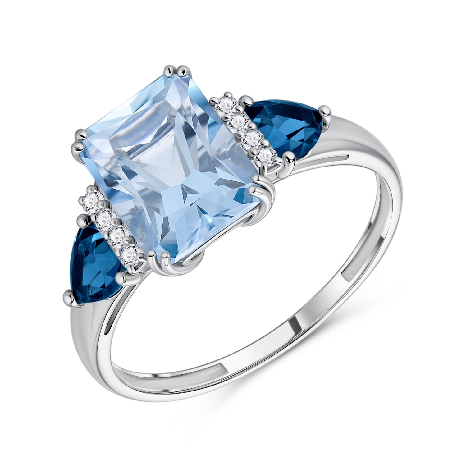 Фото «Золотое кольцо с топазами Sky, London и бриллиантами»