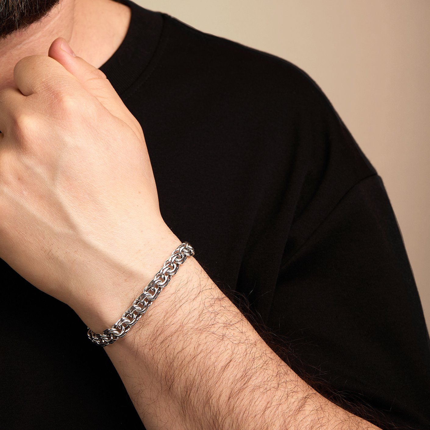 Серебряный браслет ручной работы полновесный