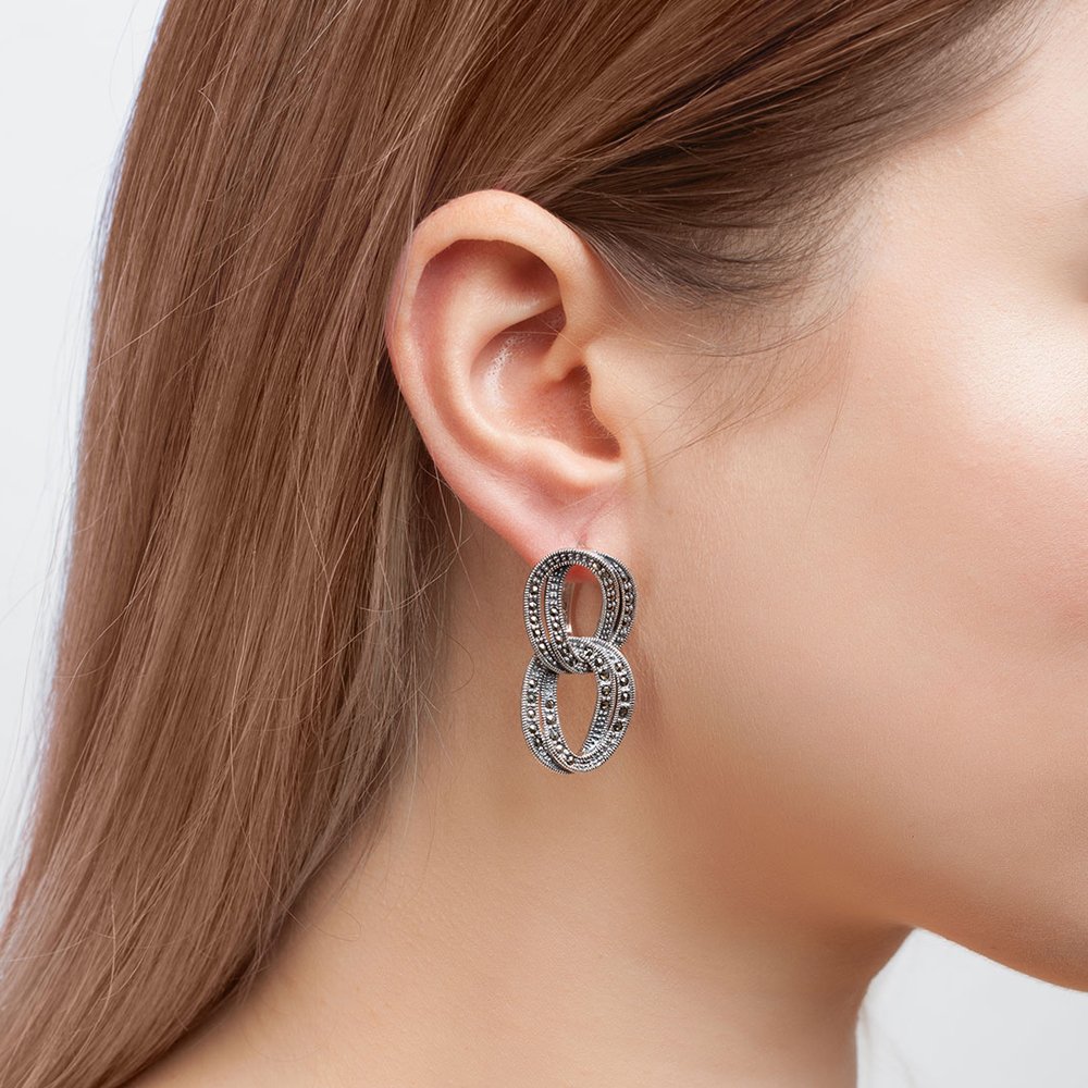 Серебряные серьги с марказитами