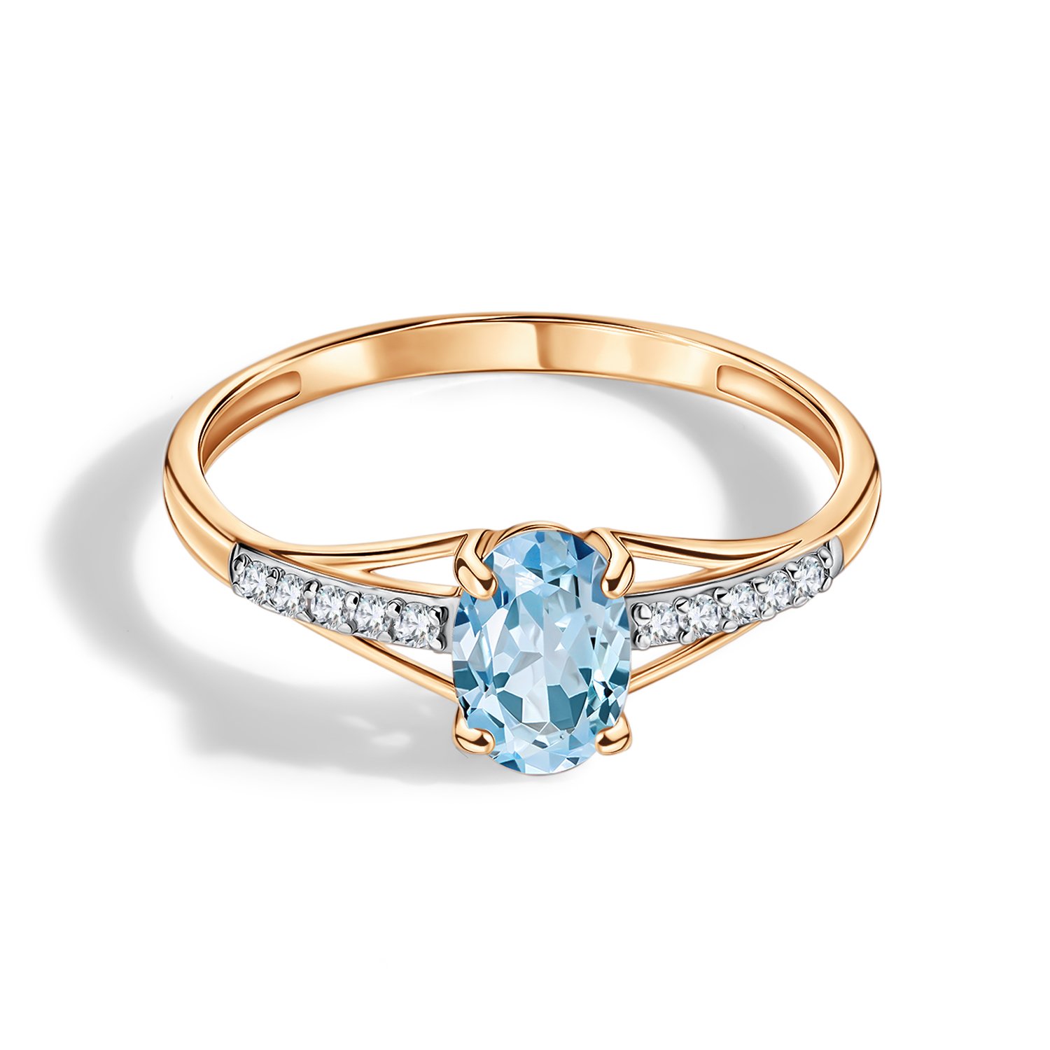 Золотое кольцо с топазом Swiss и бриллиантами