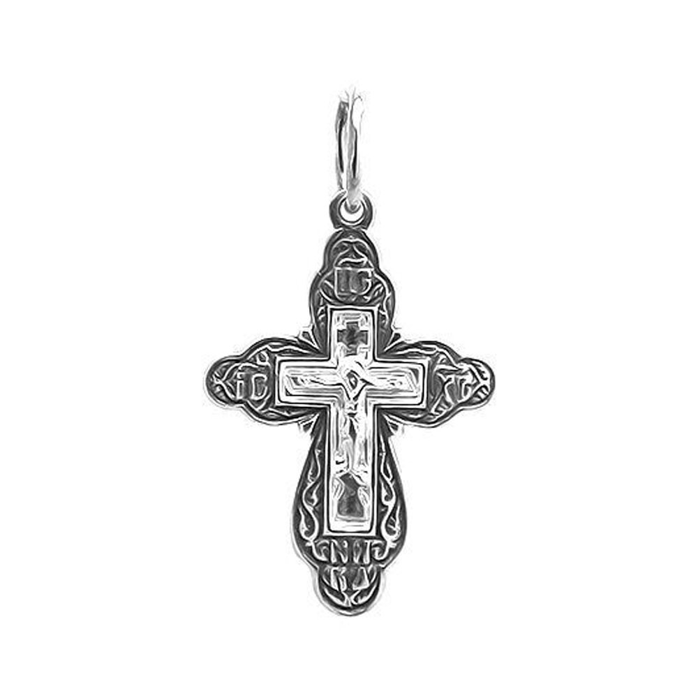 Серебряная подвеска Крест с чернением