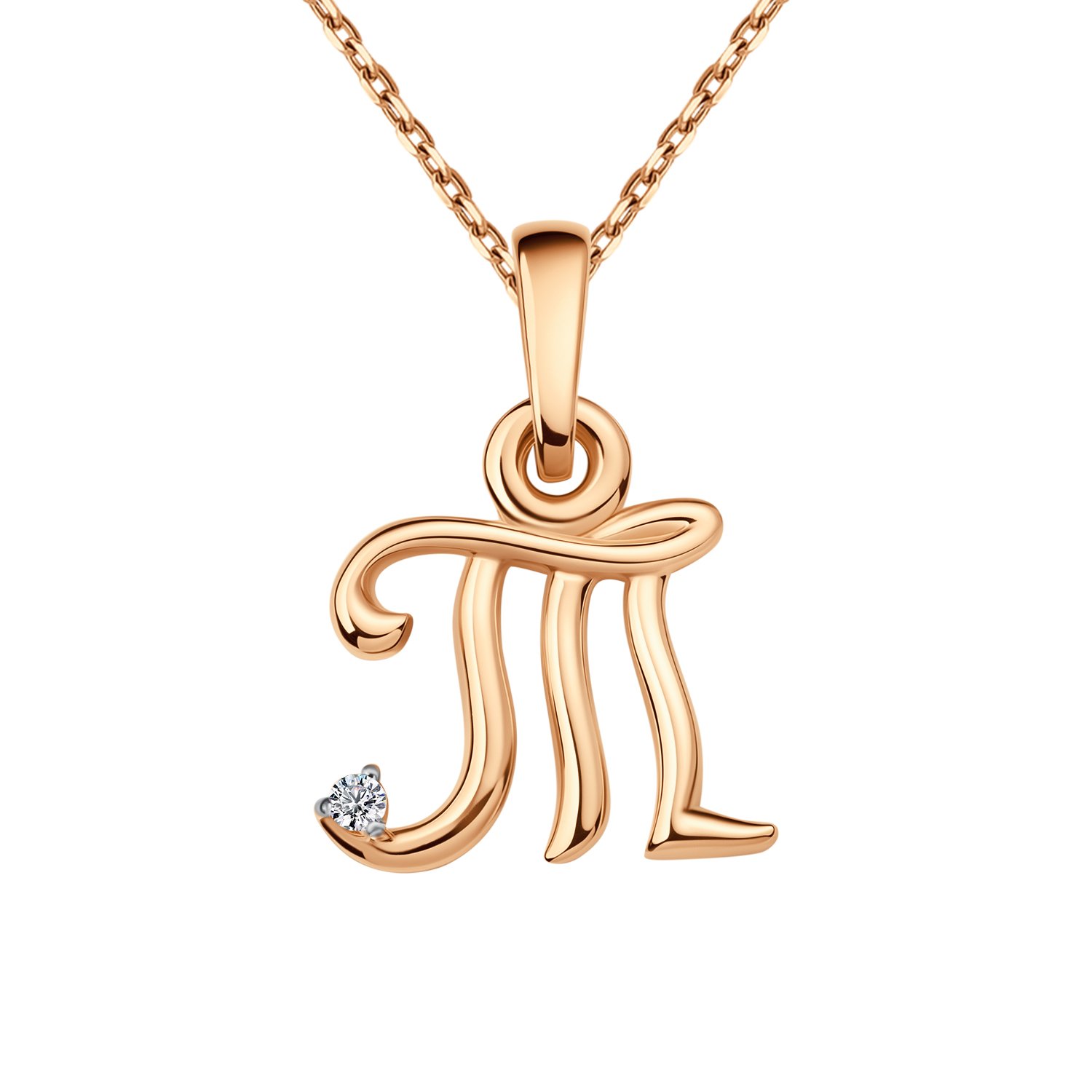 Золотая подвеска с фианитом Буква Т