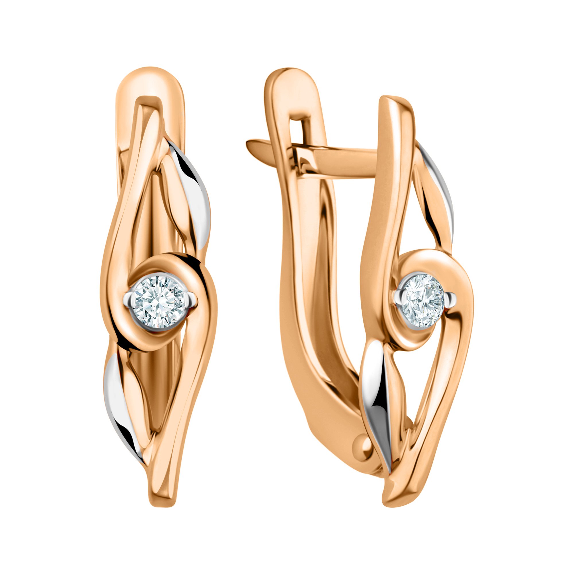Золотые серьги с бриллиантами и родированием (арт. 1048838) - купить в ...