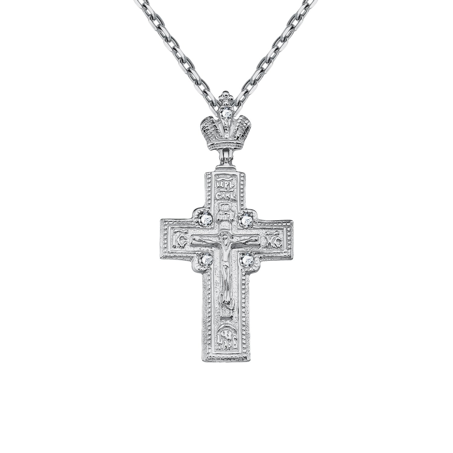 Серебряный православный крест с фианитами