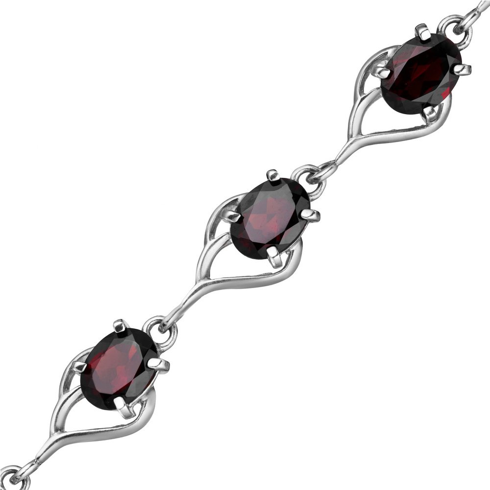 Серебряный браслет с гранатом