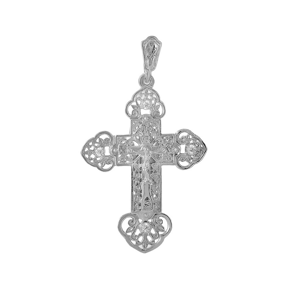 Крестик из серебра с фианитами