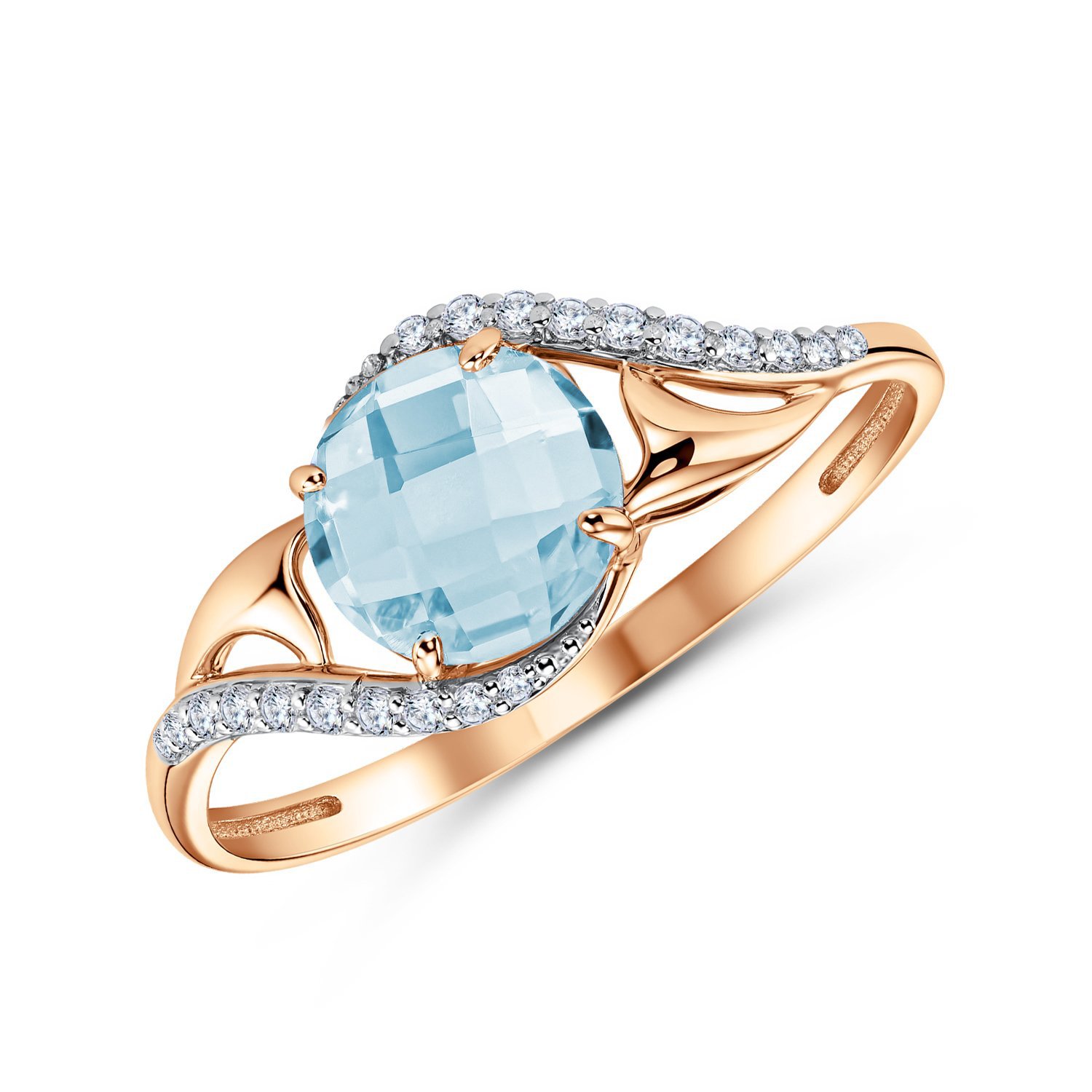 Фото «Золотое кольцо с топазом Sky и фианитами»