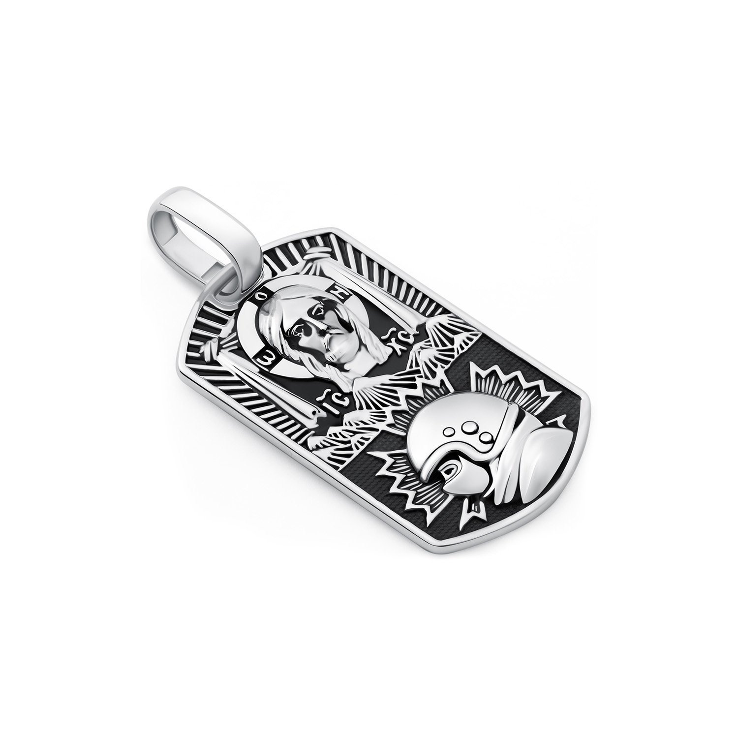 Серебряная подвеска «Спас нерукотворный, Покровитель воинов, спецназа»