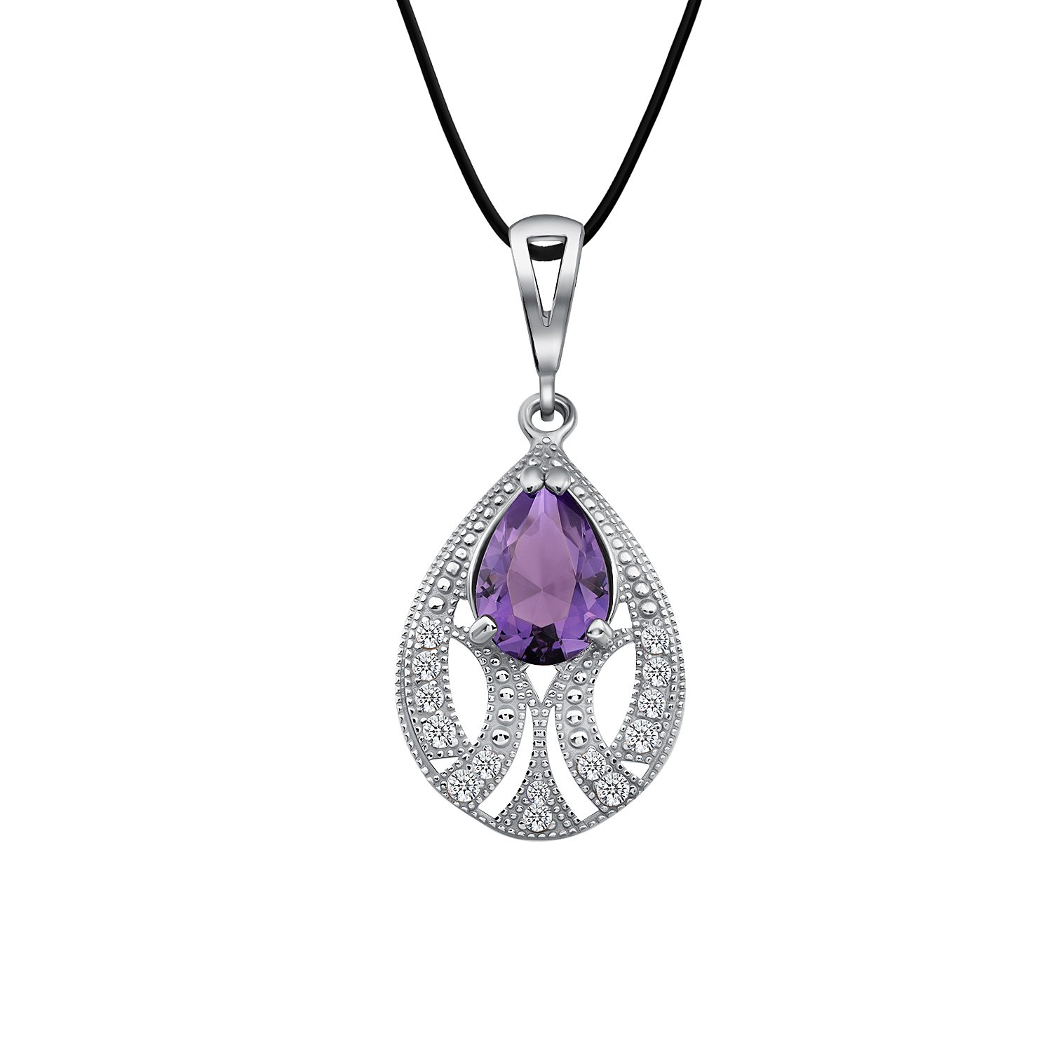 Серебряная подвеска с кварцем и фианитами