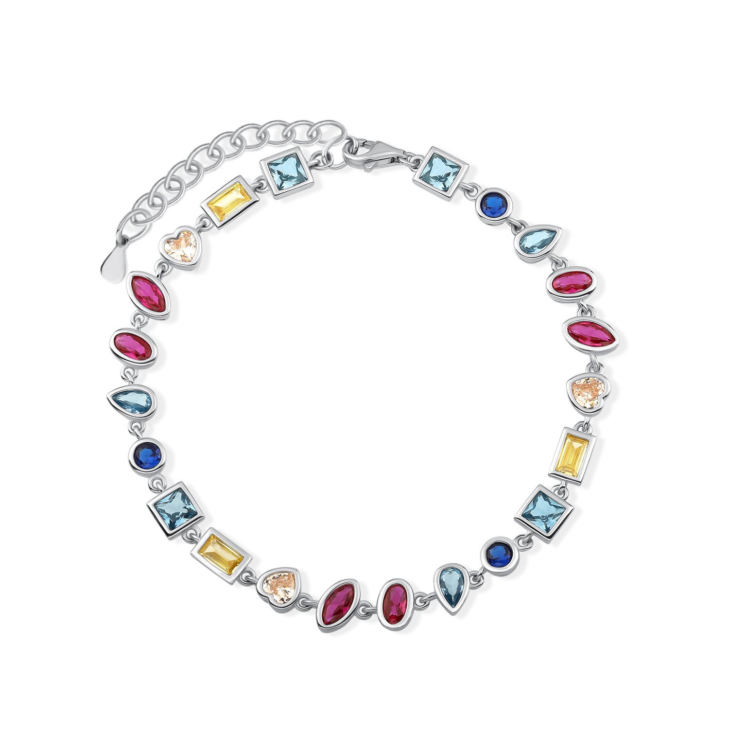 Фото «Серебряный браслет с имитацией шпинели, имитацией кварца и фианитами»