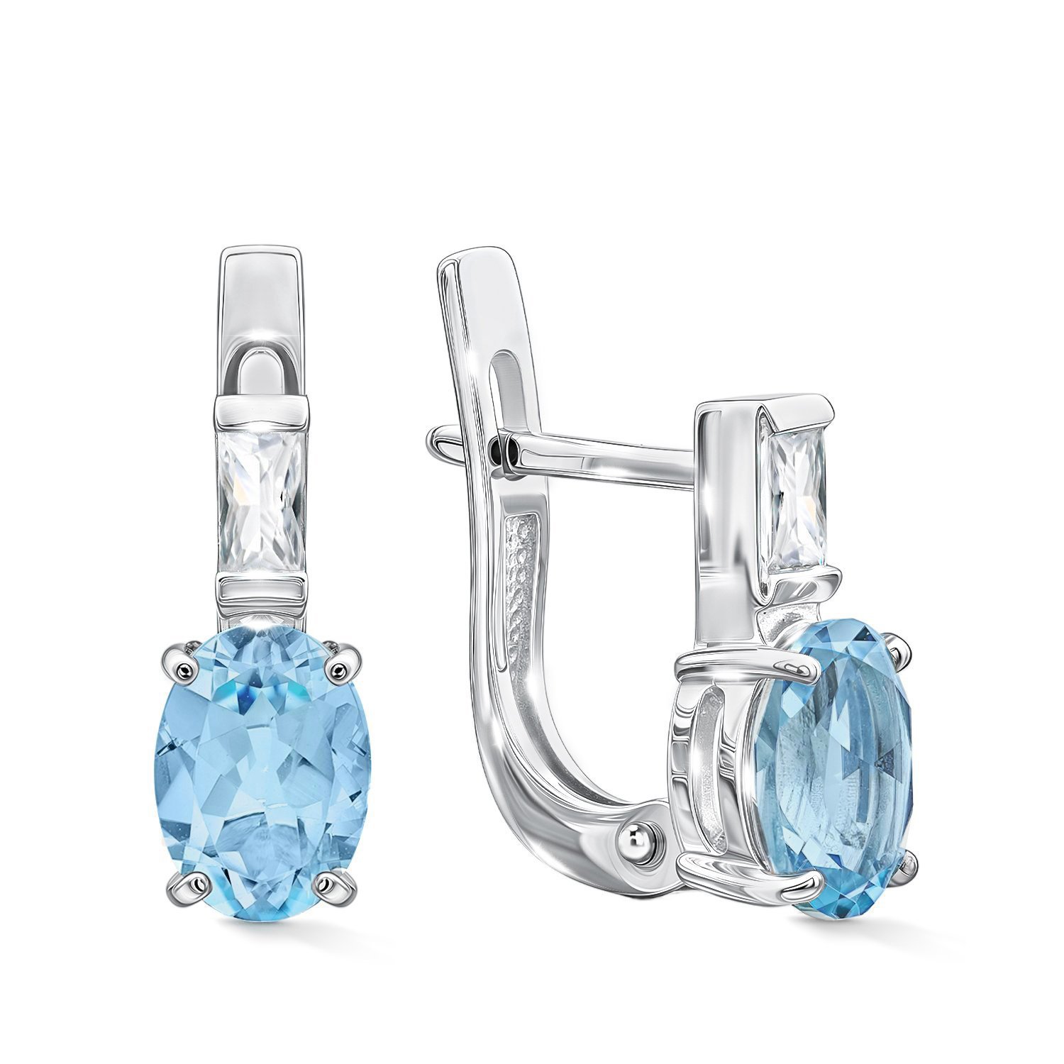 Фото «Серебряные серьги с топазами Sky и фианитами»