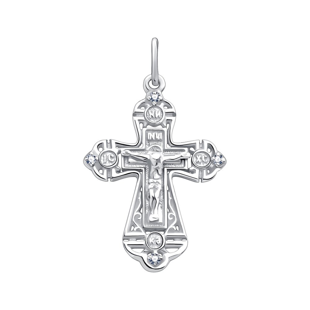 Серебряный крест с фианитами