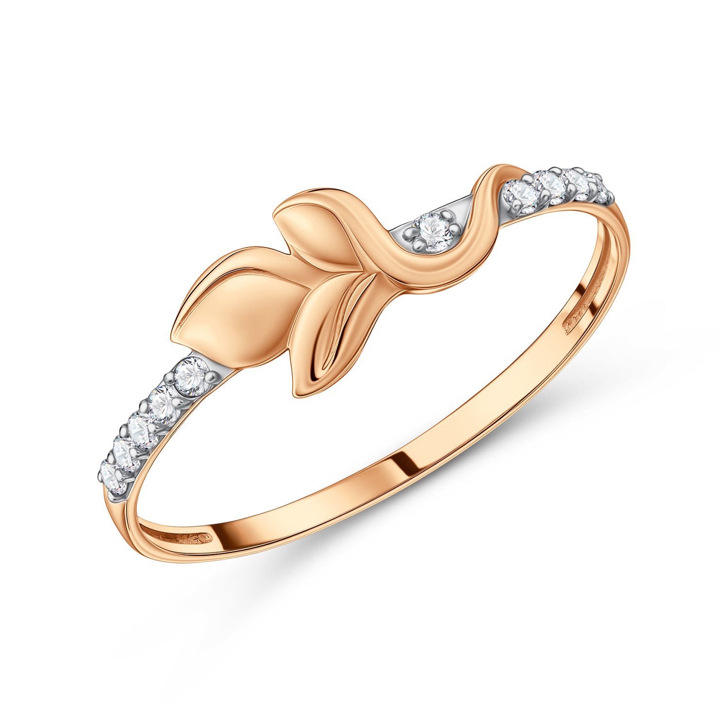 Золотое кольцо с фианитами