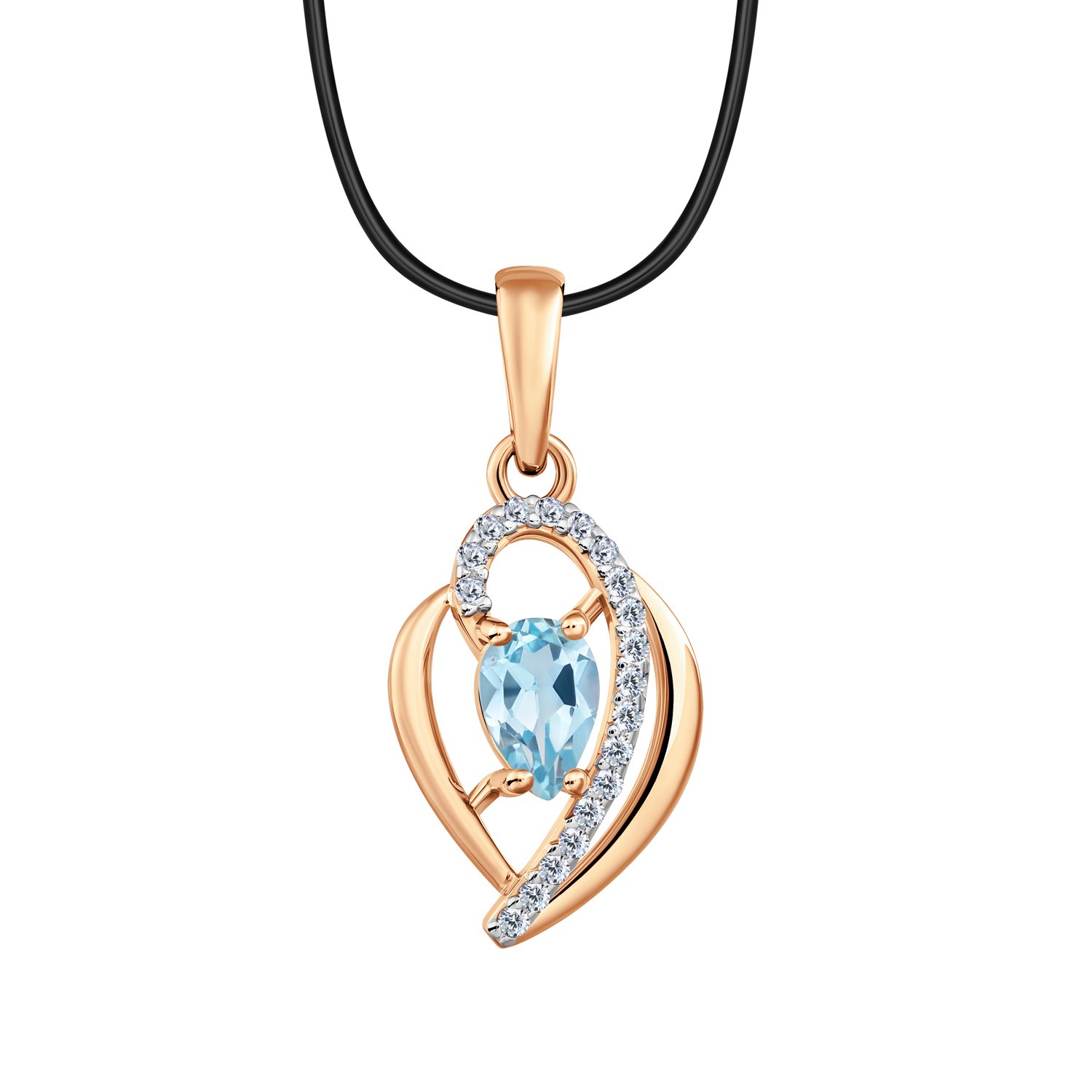 Золотая подвеска с топазом и фианитами