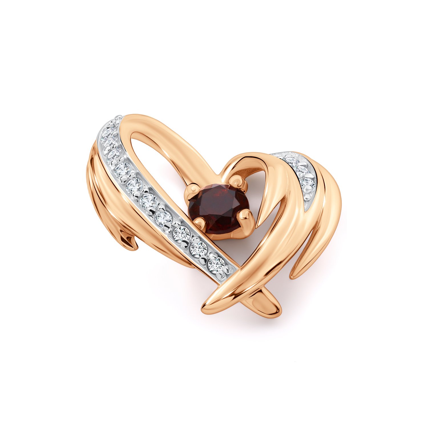 Золотая подвеска с гранатом и бриллиантами