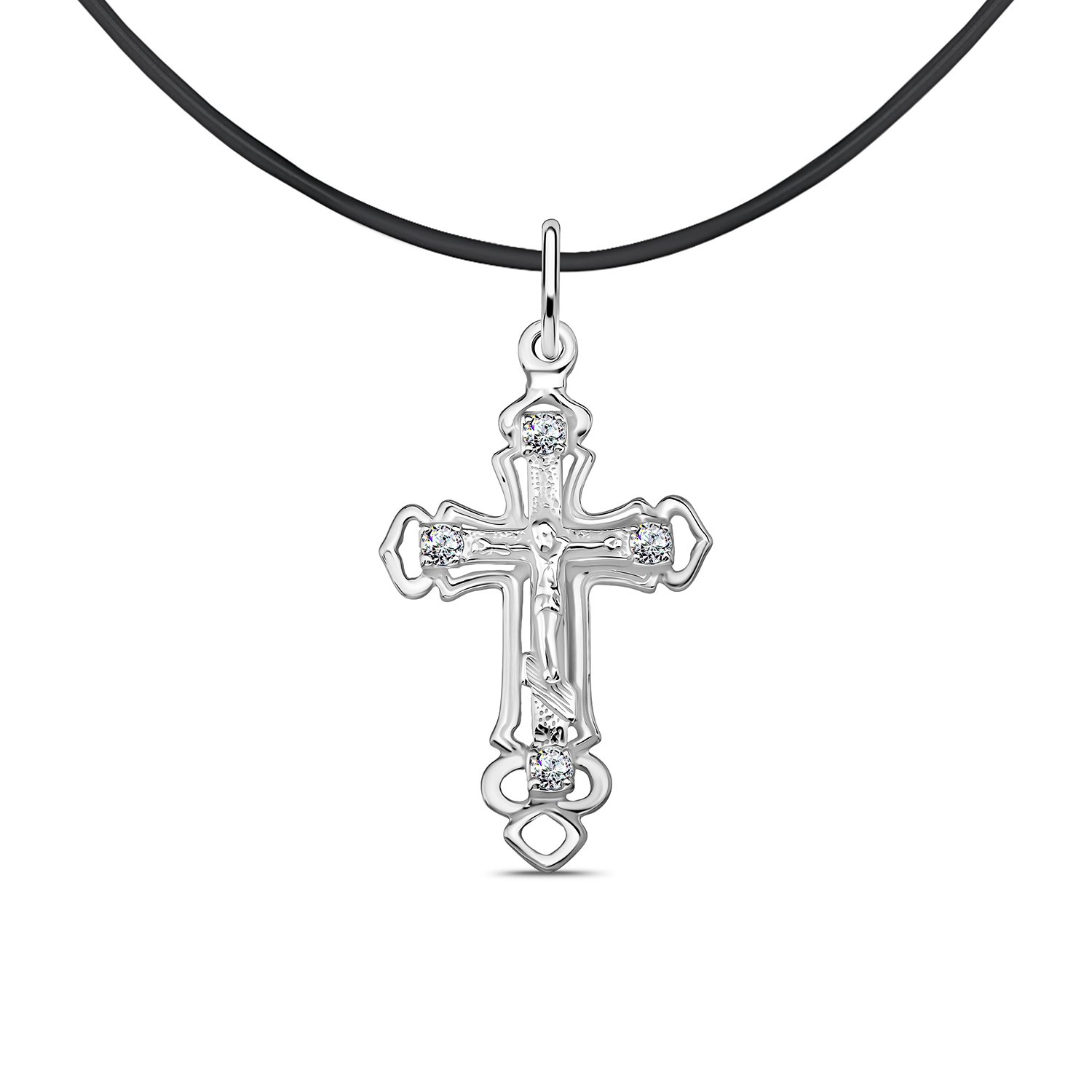 Серебряный крест с фианитами