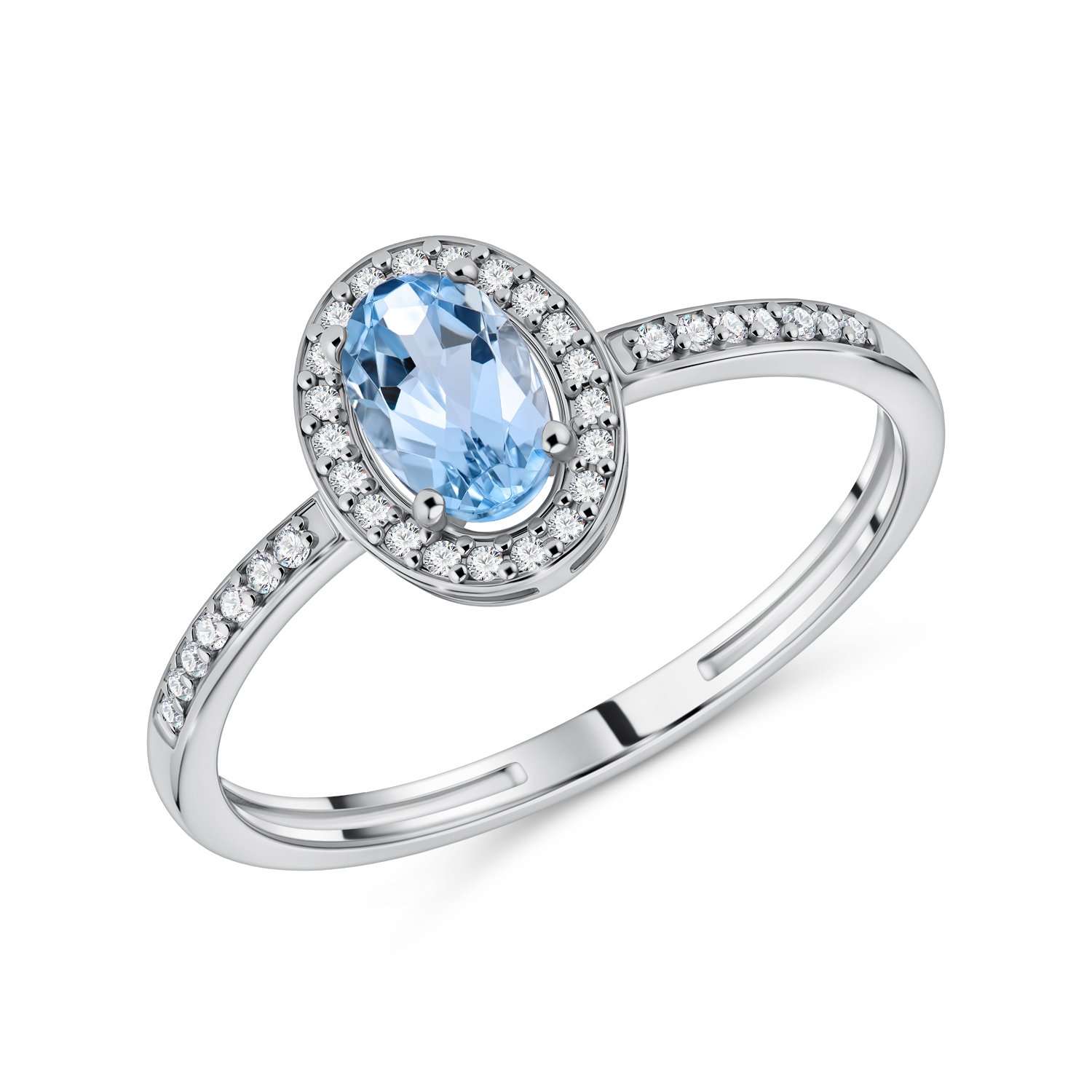 Фото «Золотое кольцо с топазом Sky и фианитами»