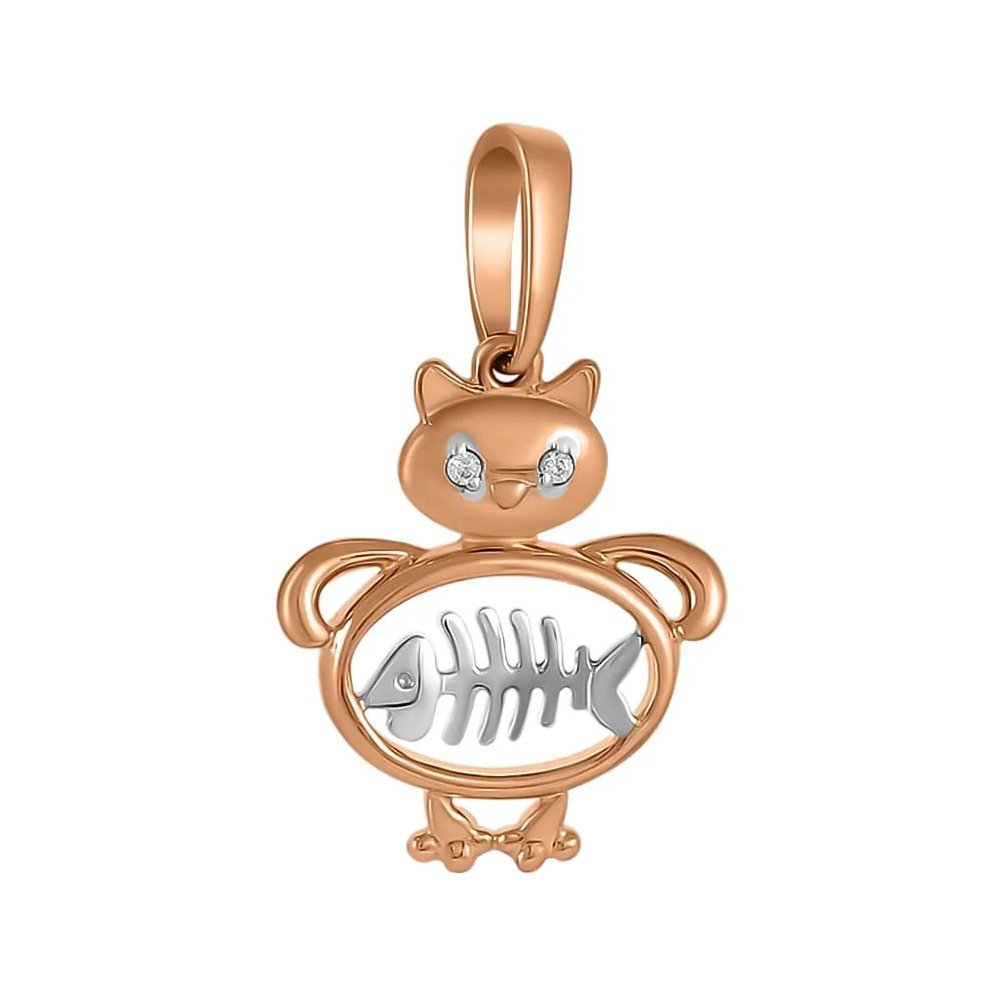 Золотая подвеска с фианитами со знаком зодиака Рыбы