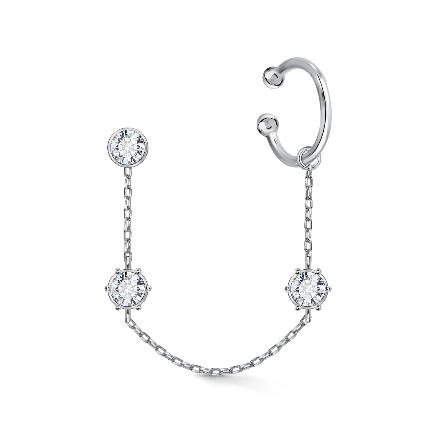 Серебряная серьга с фианитами