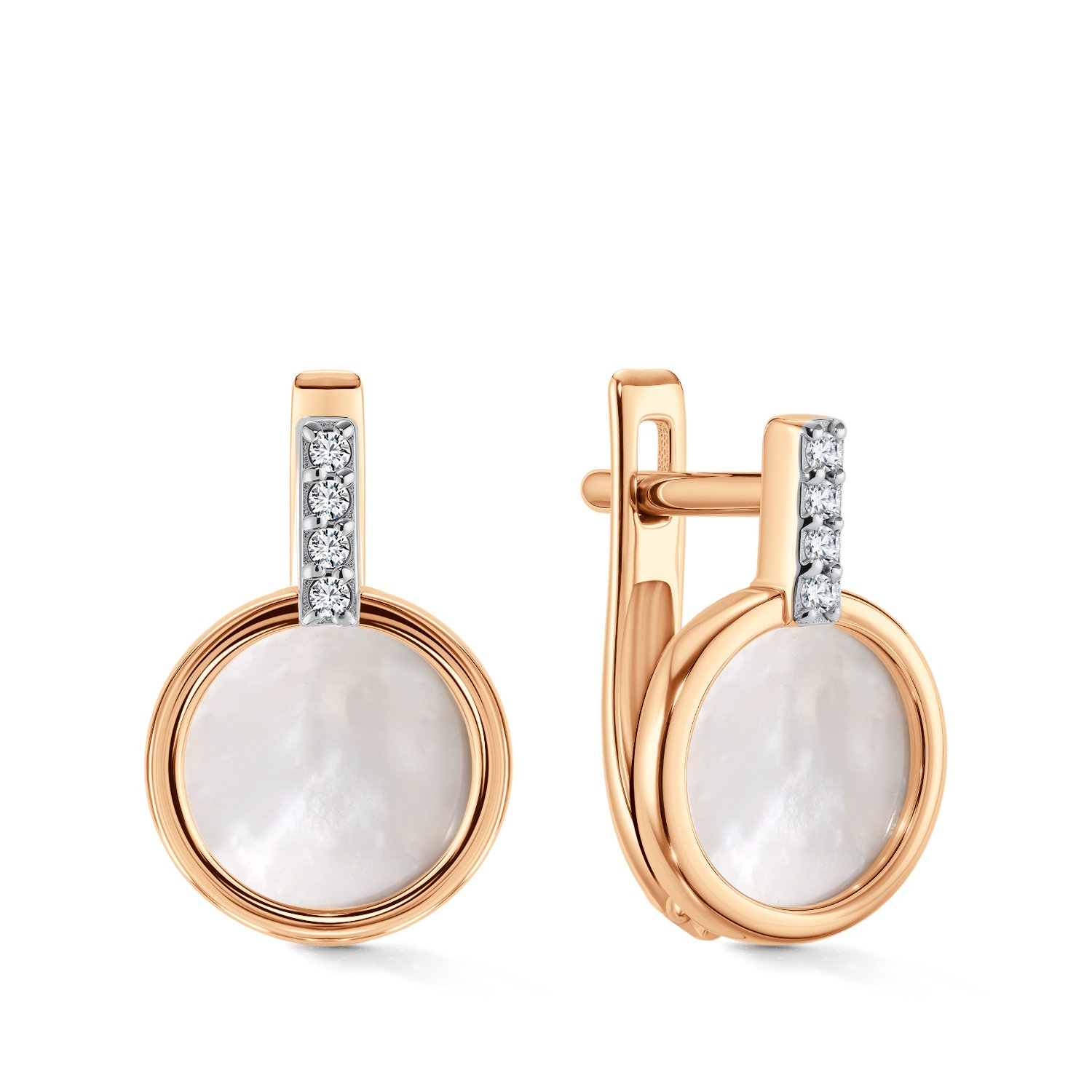 Фото «Золотые серьги с перламутром и бриллиантами»