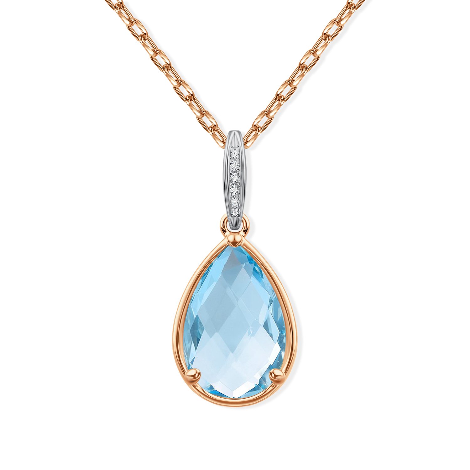 Фото «Золотая подвеска с топазом Sky и бриллиантами»