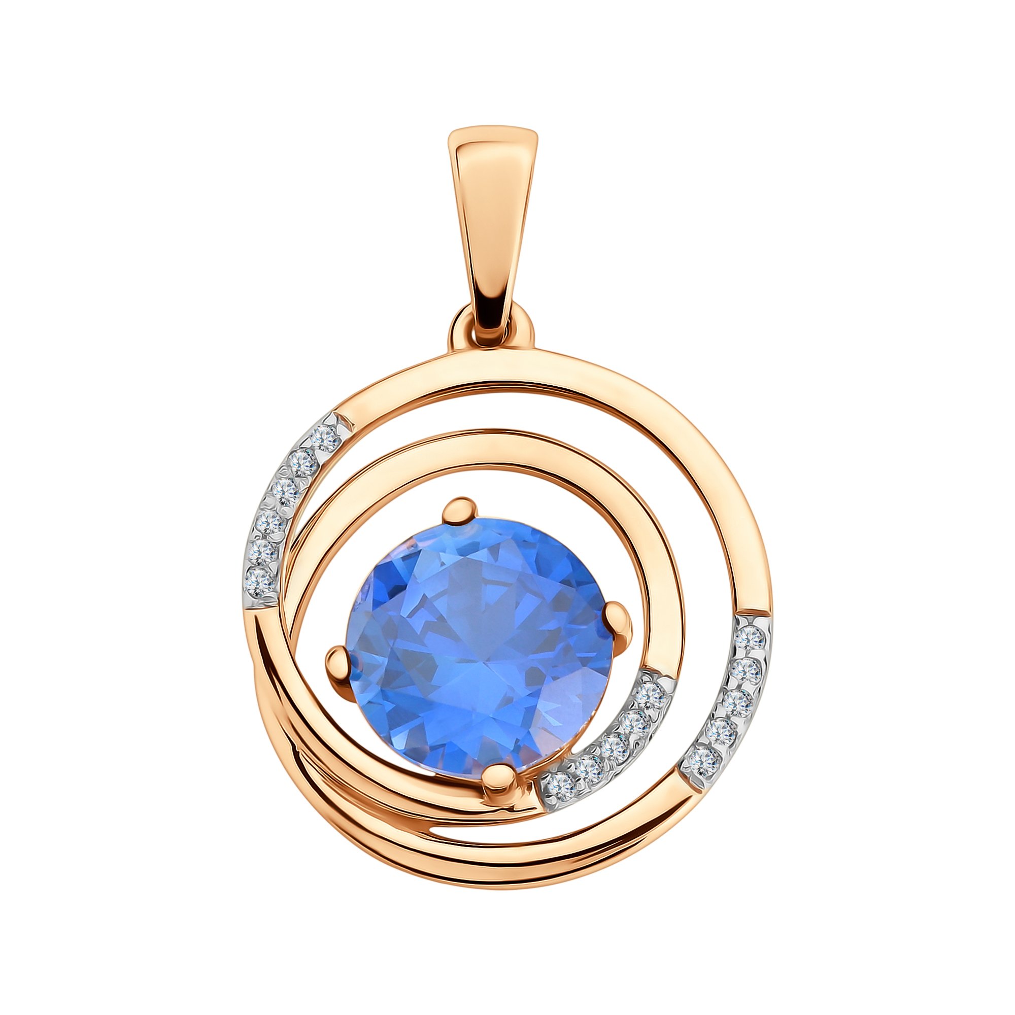 Золотая подвеска с сапфиром и бриллиантами