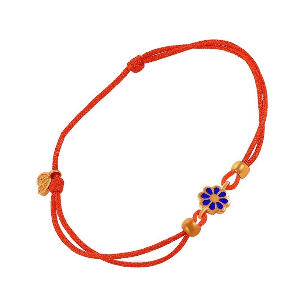 Браслет на нитке Возлюби ближнего своего с серебряной подвеской и эмалью