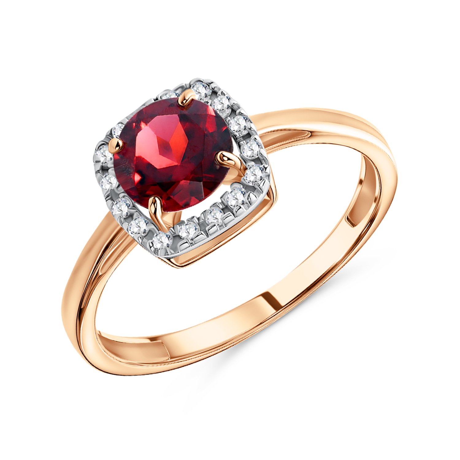 Фото «Золотое кольцо с гранатом и бриллиантами»