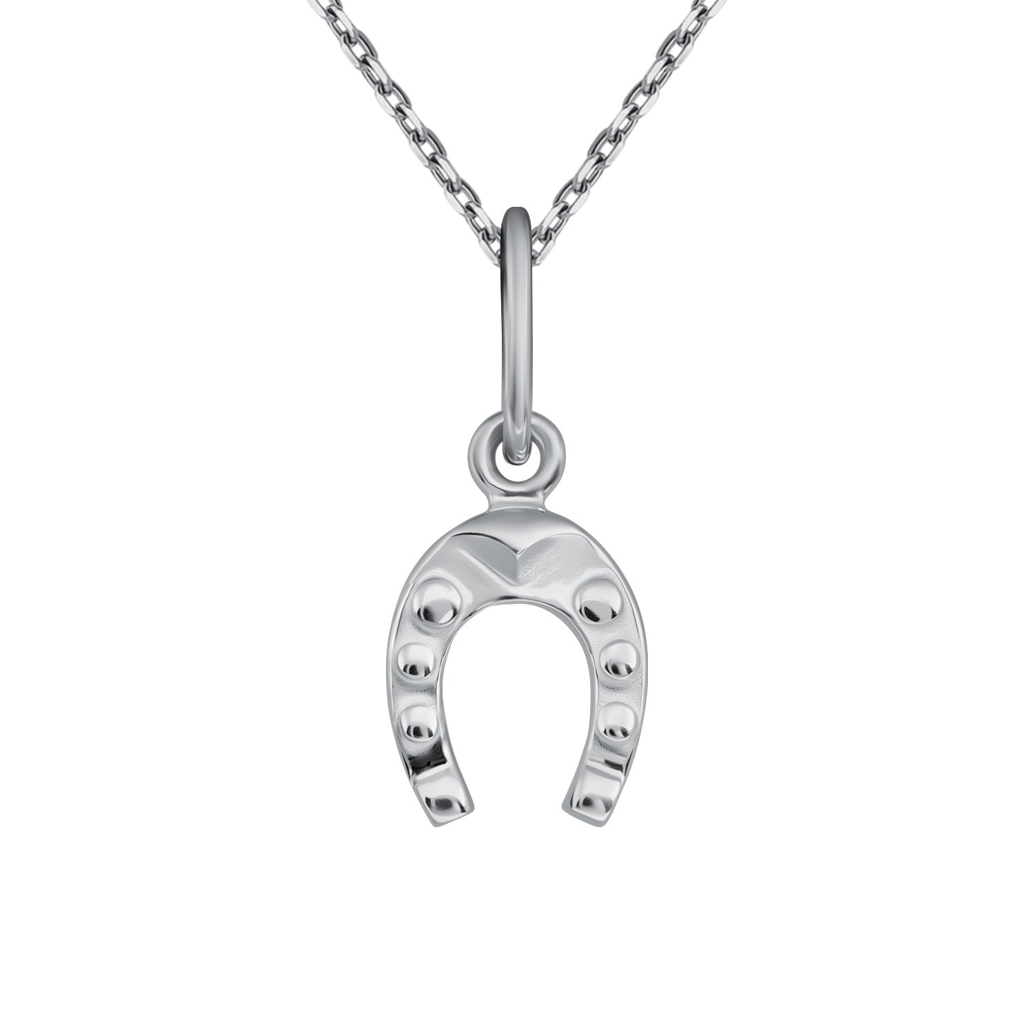 Серебряная подвеска Подкова с родированием