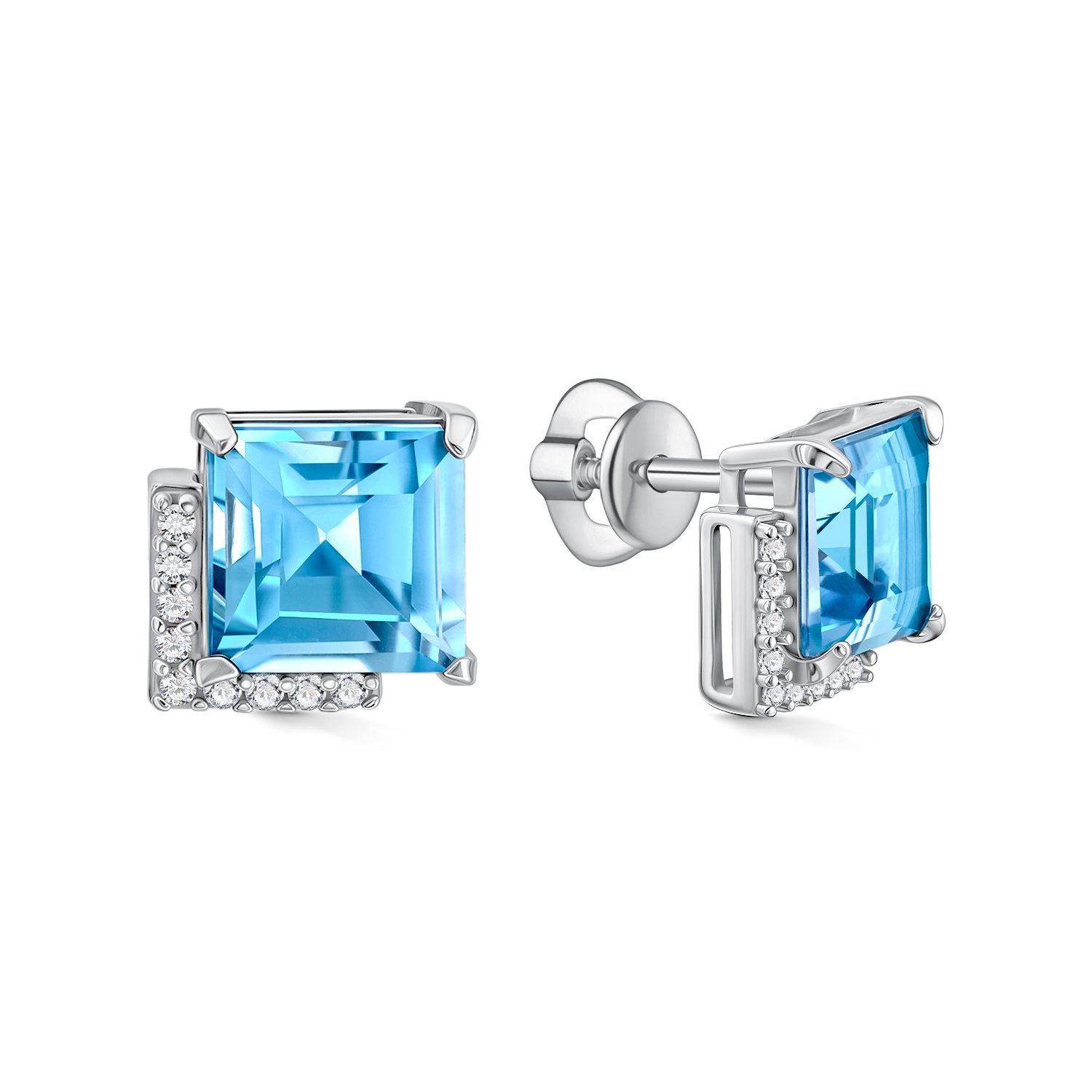 Фото «Золотые серьги с топазами Swiss и фианитами»